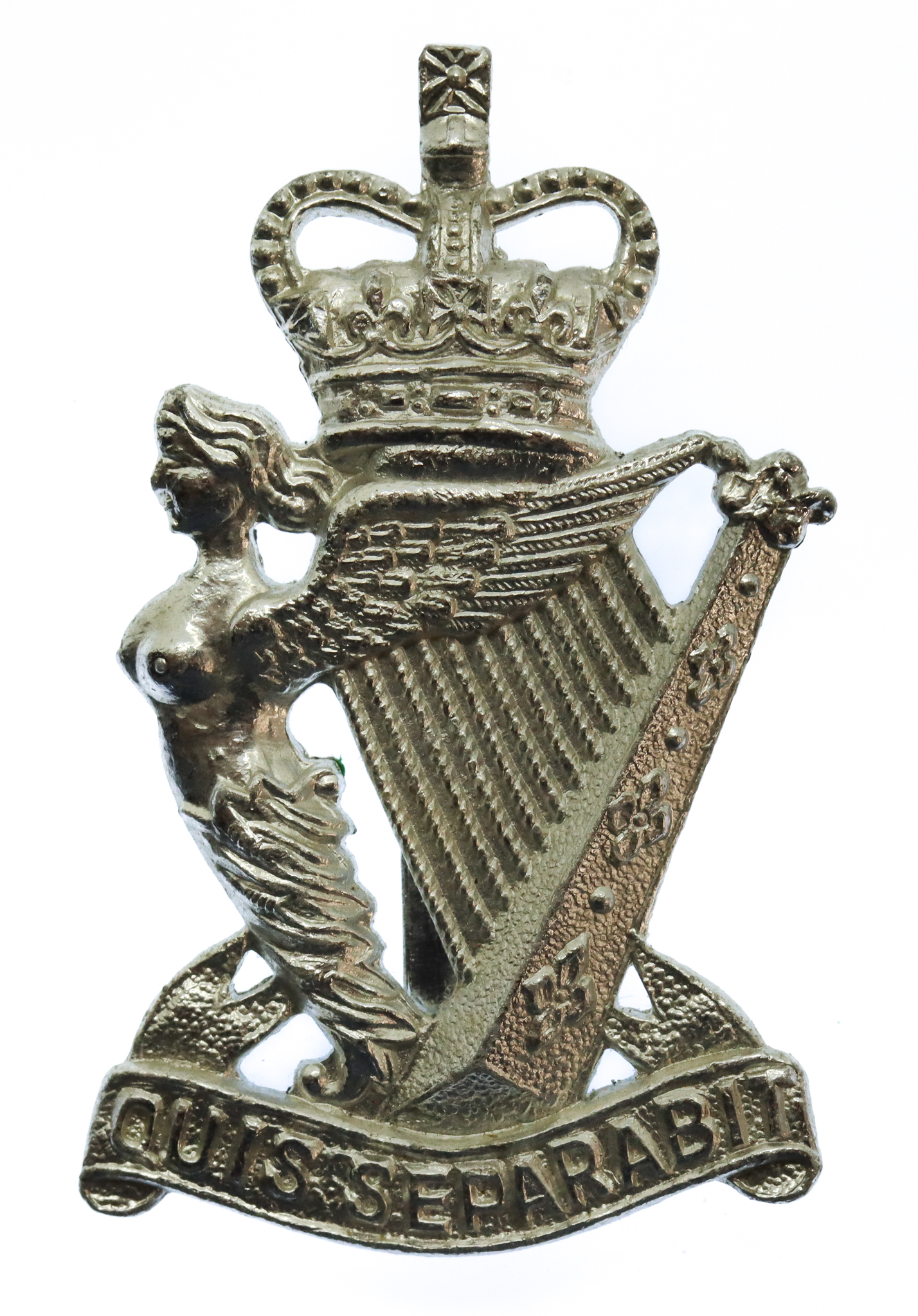 Royal Ulster Rifles Anodised (Staybrite) Cap Badge - Queen's Crown