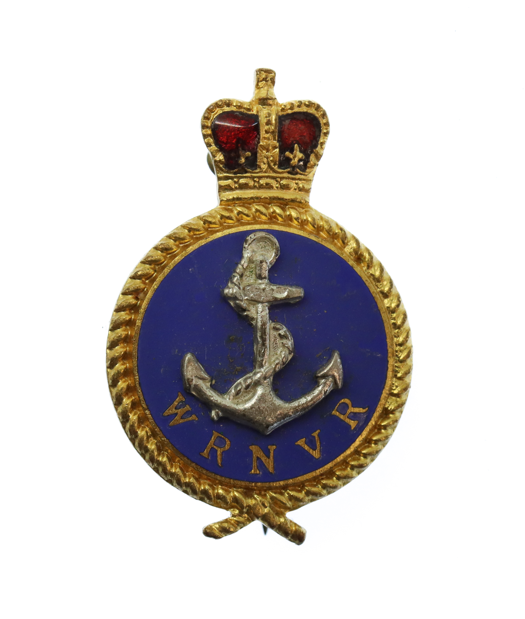 Women's Royal Naval Volunteer Reserve (WRNVR) Enamelled Lapel Badge - Queen's Crown