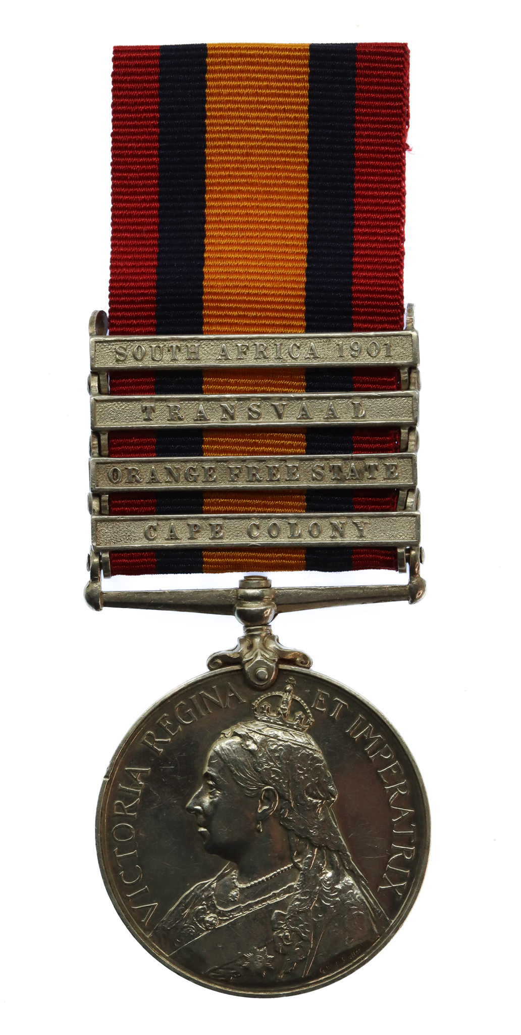 Queen's South Africa Medal (4 Clasps - Cape Colony, Orange Free State, Transvaal, South Africa 1901) - Tpr. F. Gargate, Commander in Chief's Bodyguard