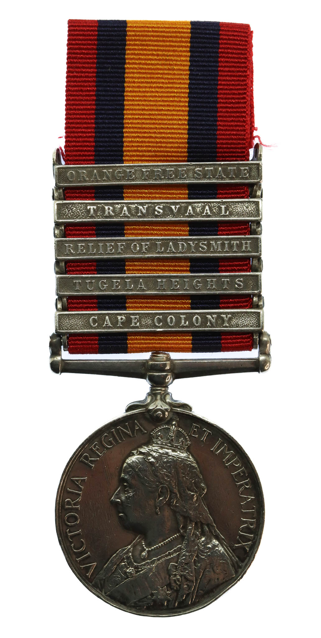 Queen's South Africa Medal (Clasps - Cape Colony, Tugela Heights, Relief of Ladysmith, Transvaal, Orange Free State) - Pte. W. Dean, Royal Welsh Fusiliers