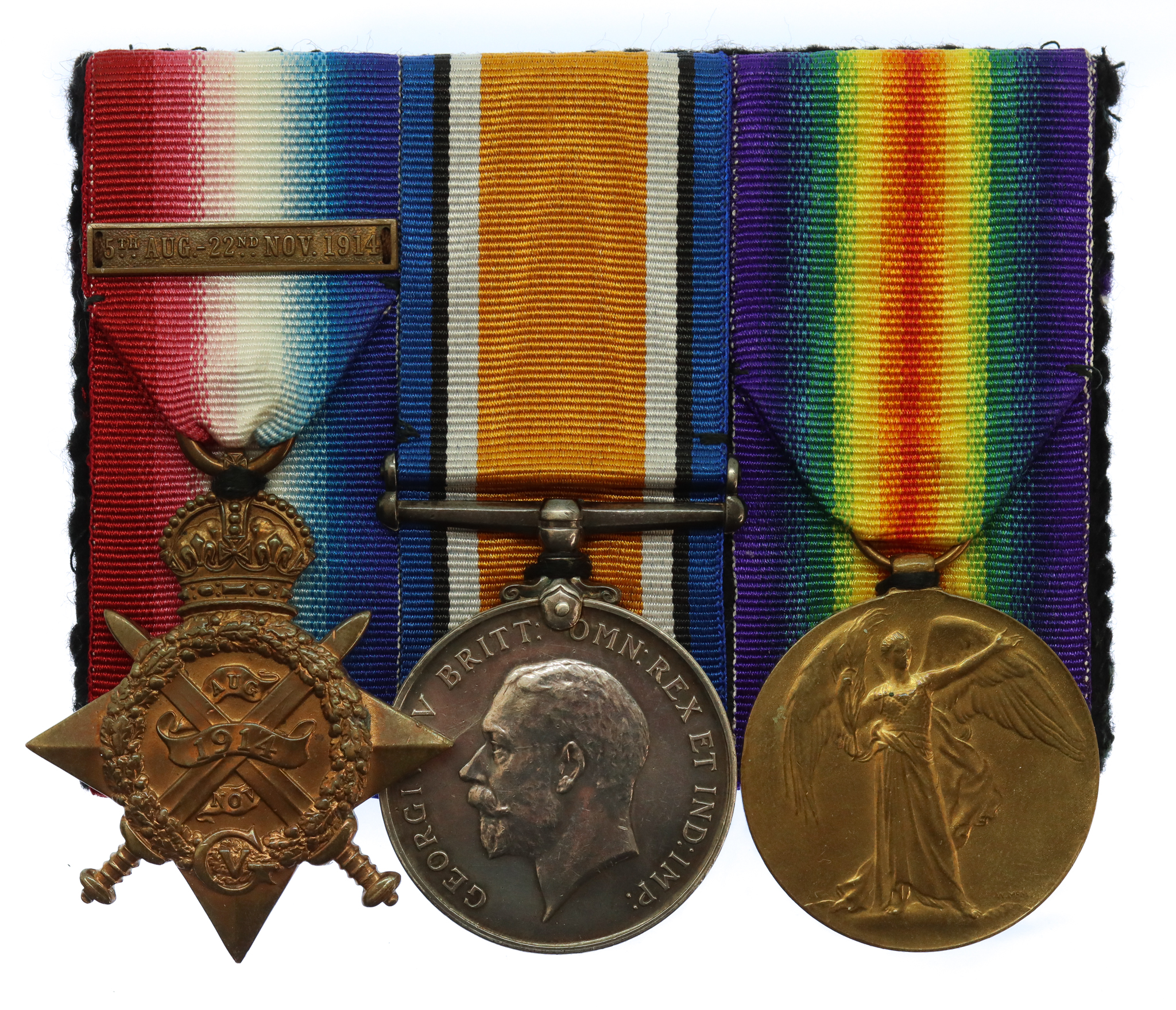 WW1 Mons Star & Bar Medal Trio - Pte. A. Connolly, 1st Bn. Rifle Brigade - Wounded