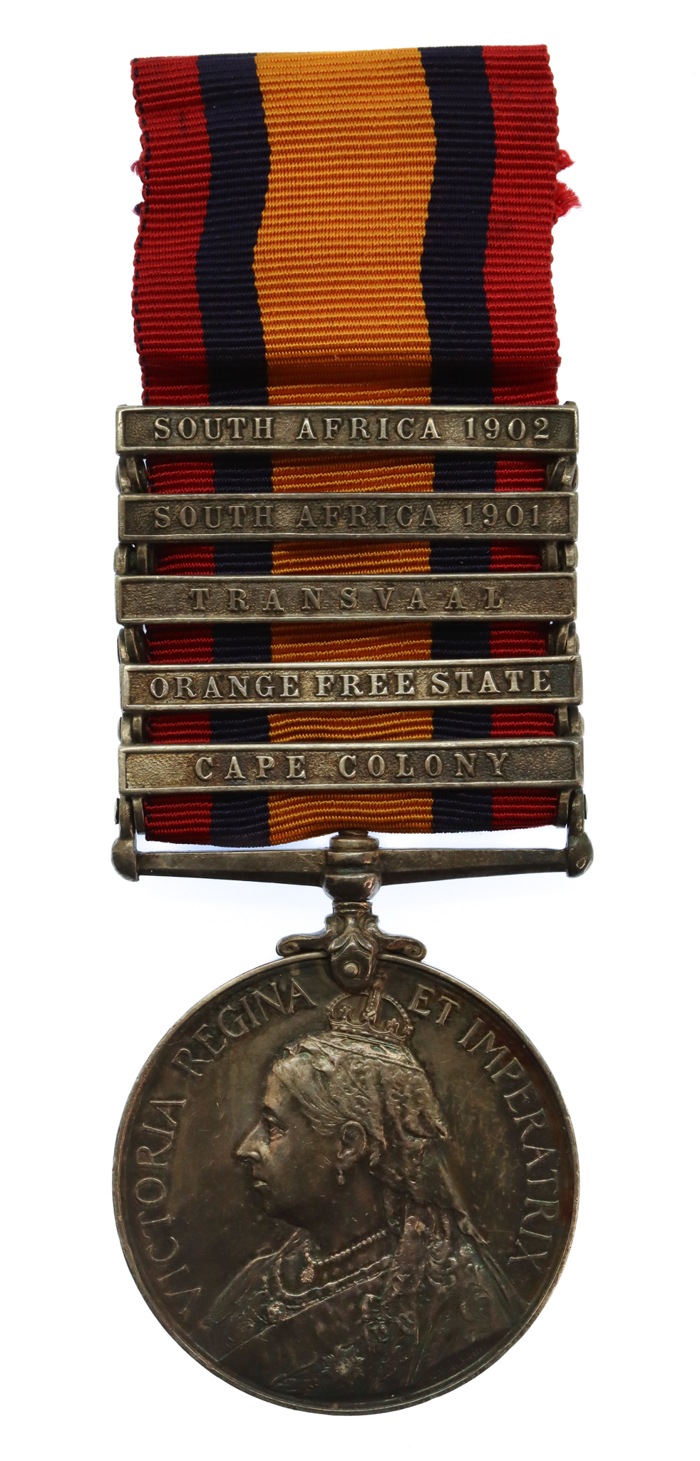 Queen's South Africa Medal (Clasps - Cape Colony, Orange Free State, Transvaal, South Africa 1901, South Africa 1902) - Pte. J. Hoole, 3rd Dragoon Guards
