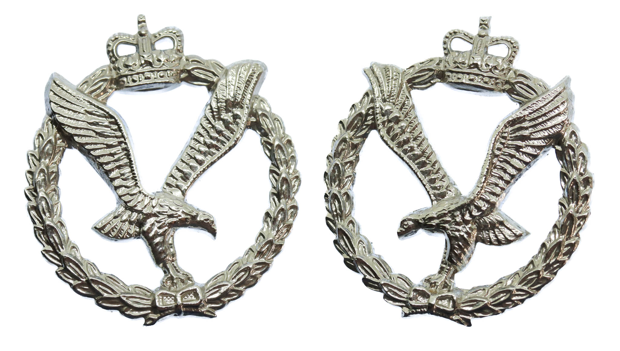 Pair of Army Air Corps Anodised (Staybrite) Collar Badges (1st Pattern)