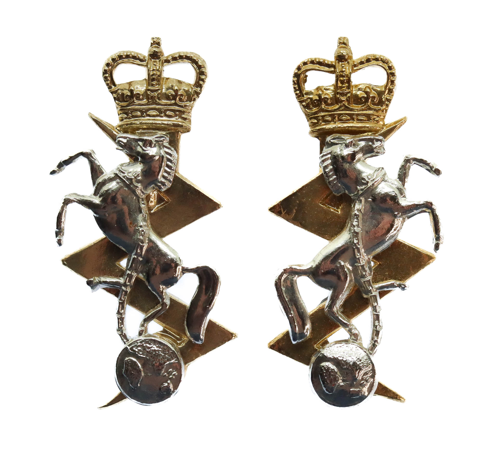Pair of Royal Electrical & Mechanical Engineers (R.E.M.E.) Anodised (Staybrite) Collar Badges