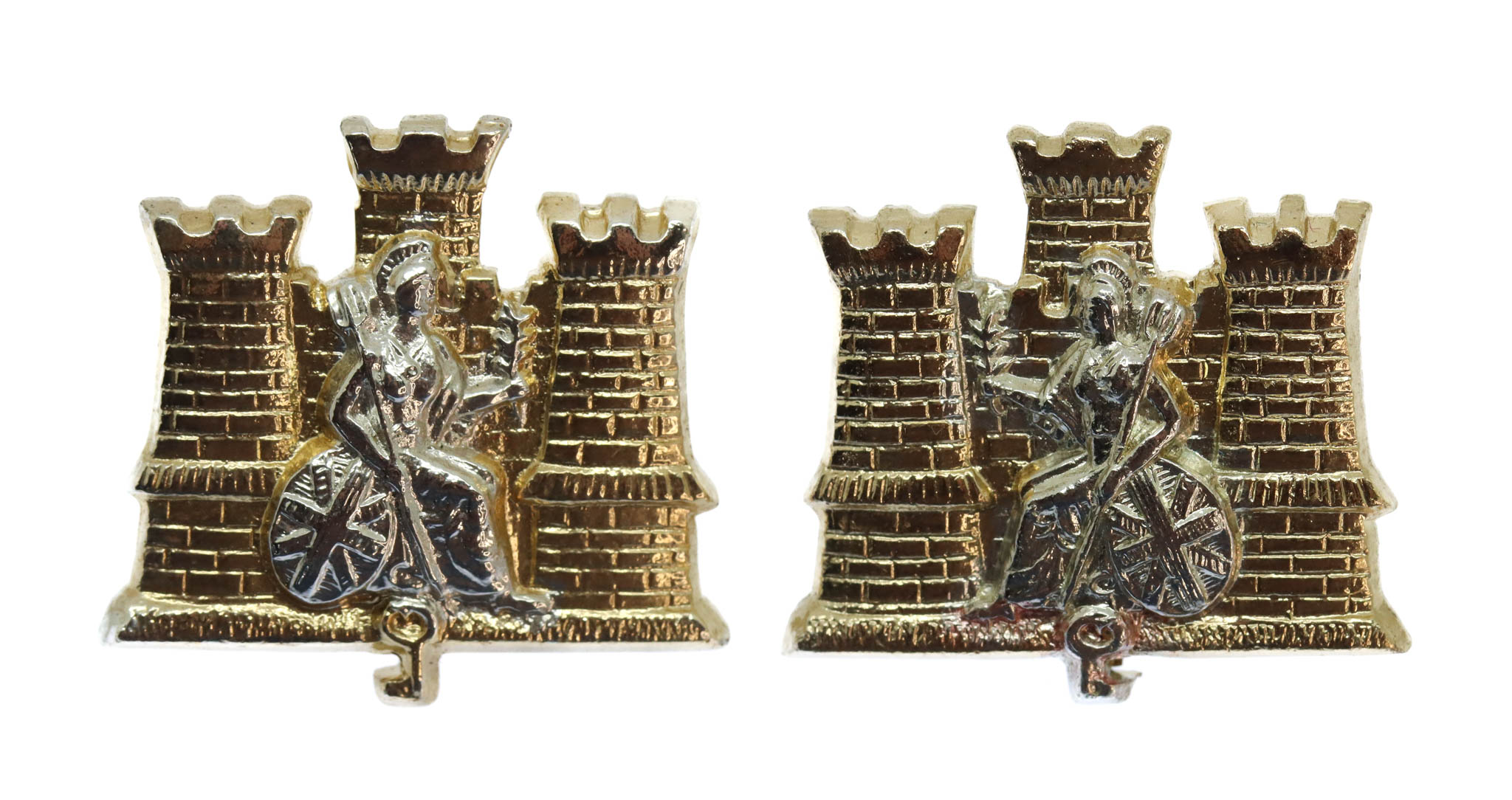 Pair of 1st Royal Anglian Regiment Anodised (Staybrite) Collar Badges