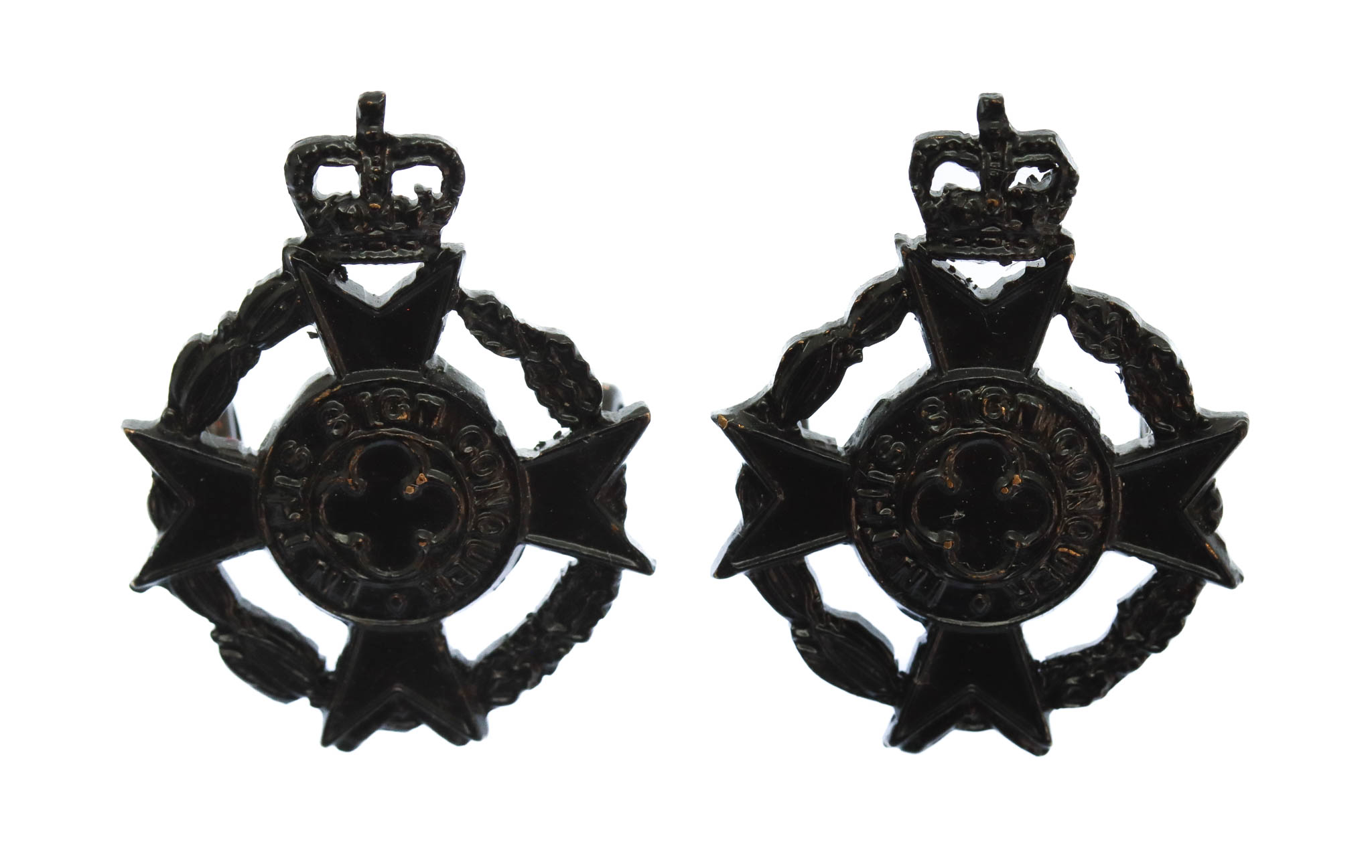 Pair of Royal Army Chaplain's Department Collar Badges - Queen's Crown