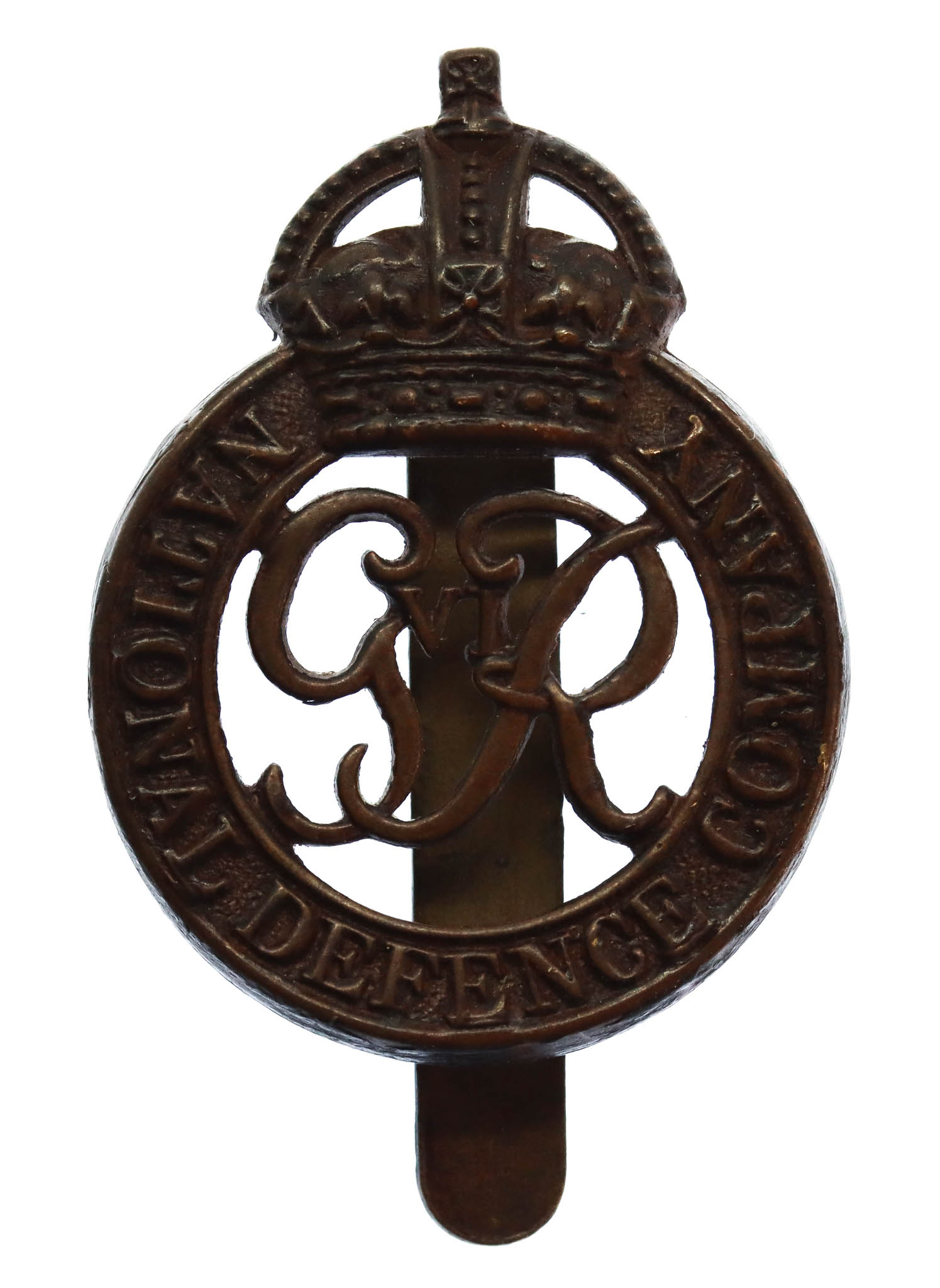 George VI National Defence Company Cap Badge