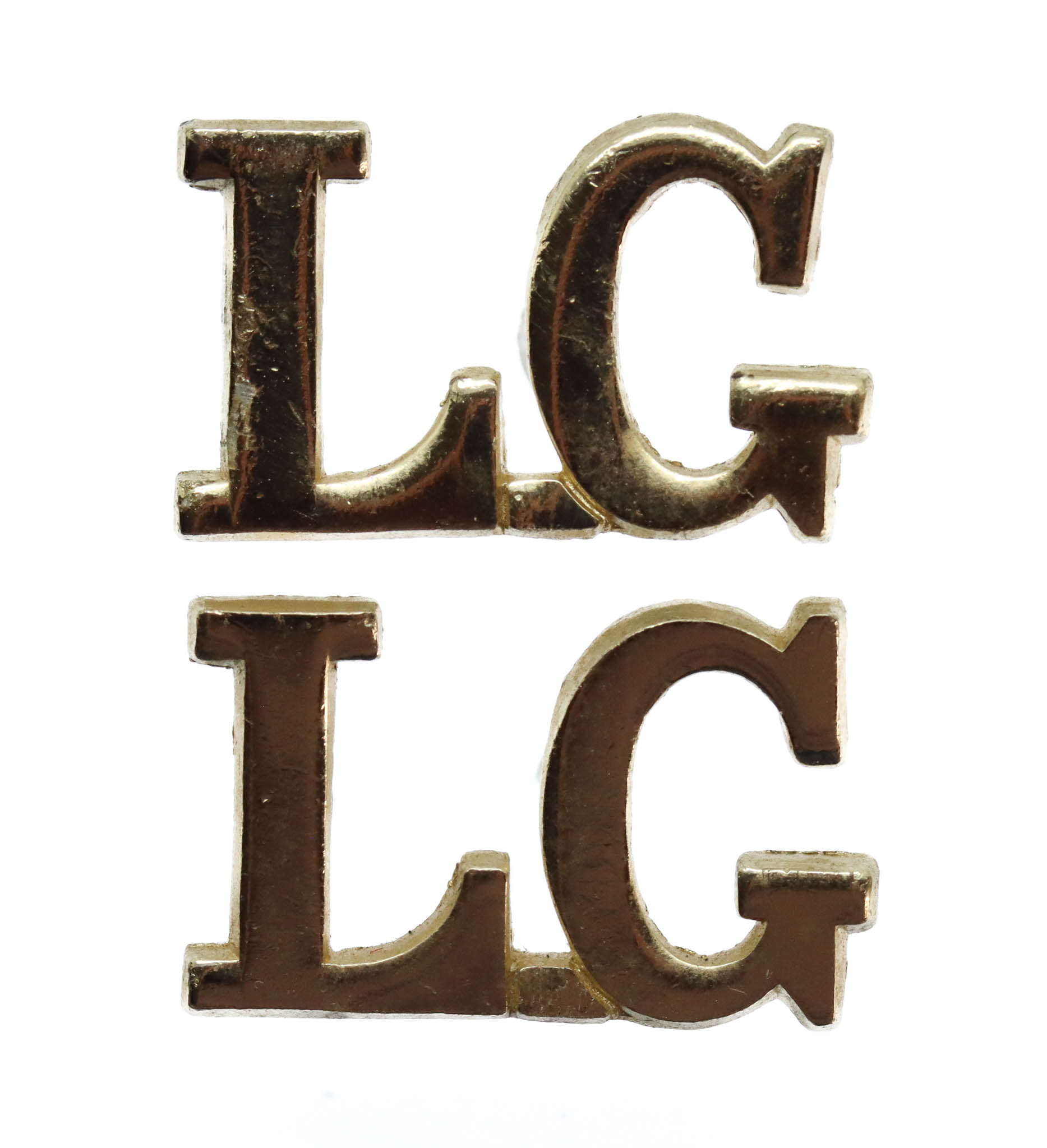 Pair of Life Guards (L.G.) Anodised (Staybrite) Shoulder Titles