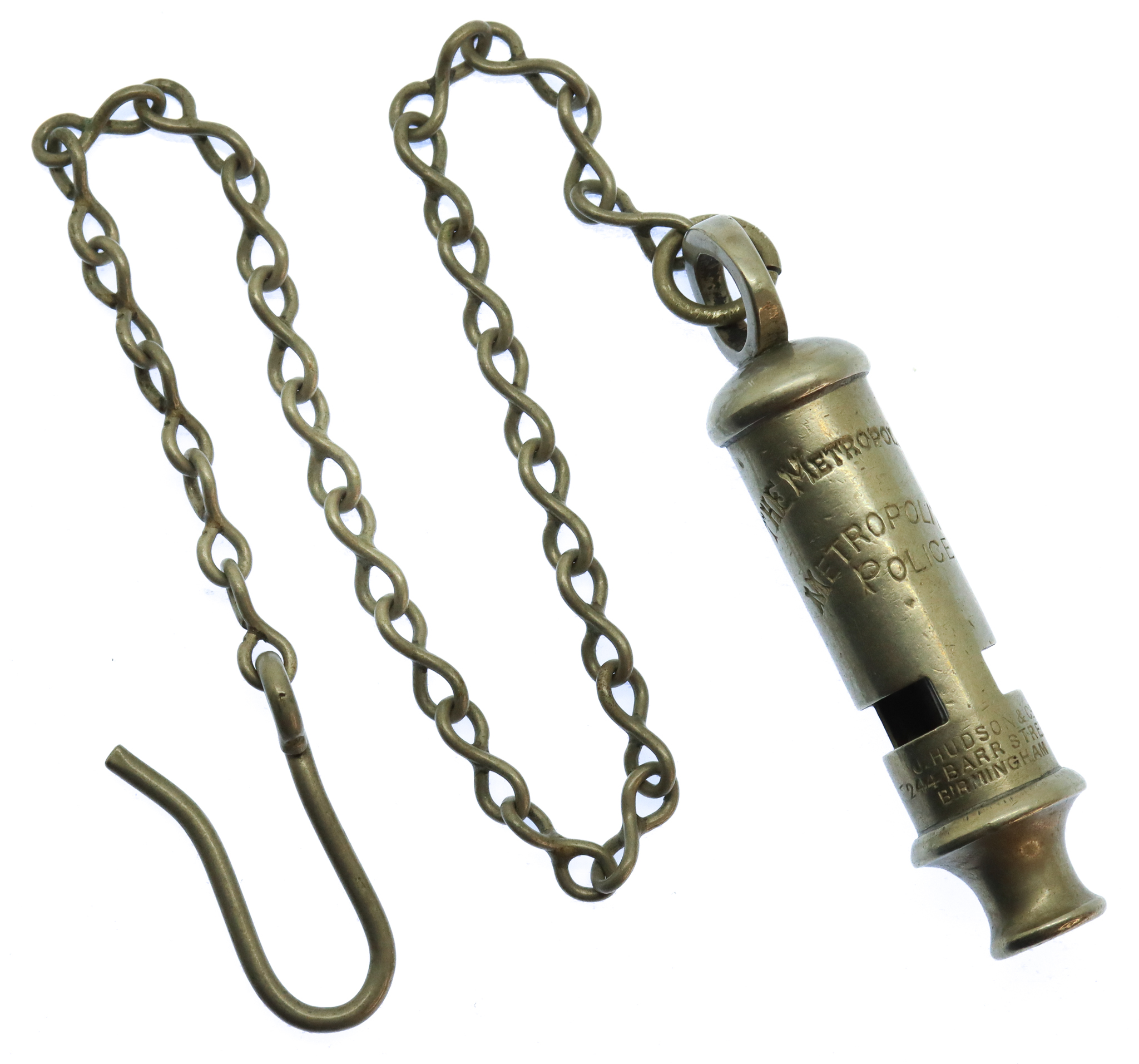 Metropolitan Police 'The Metropolitan' Patent Whistle & Chain.