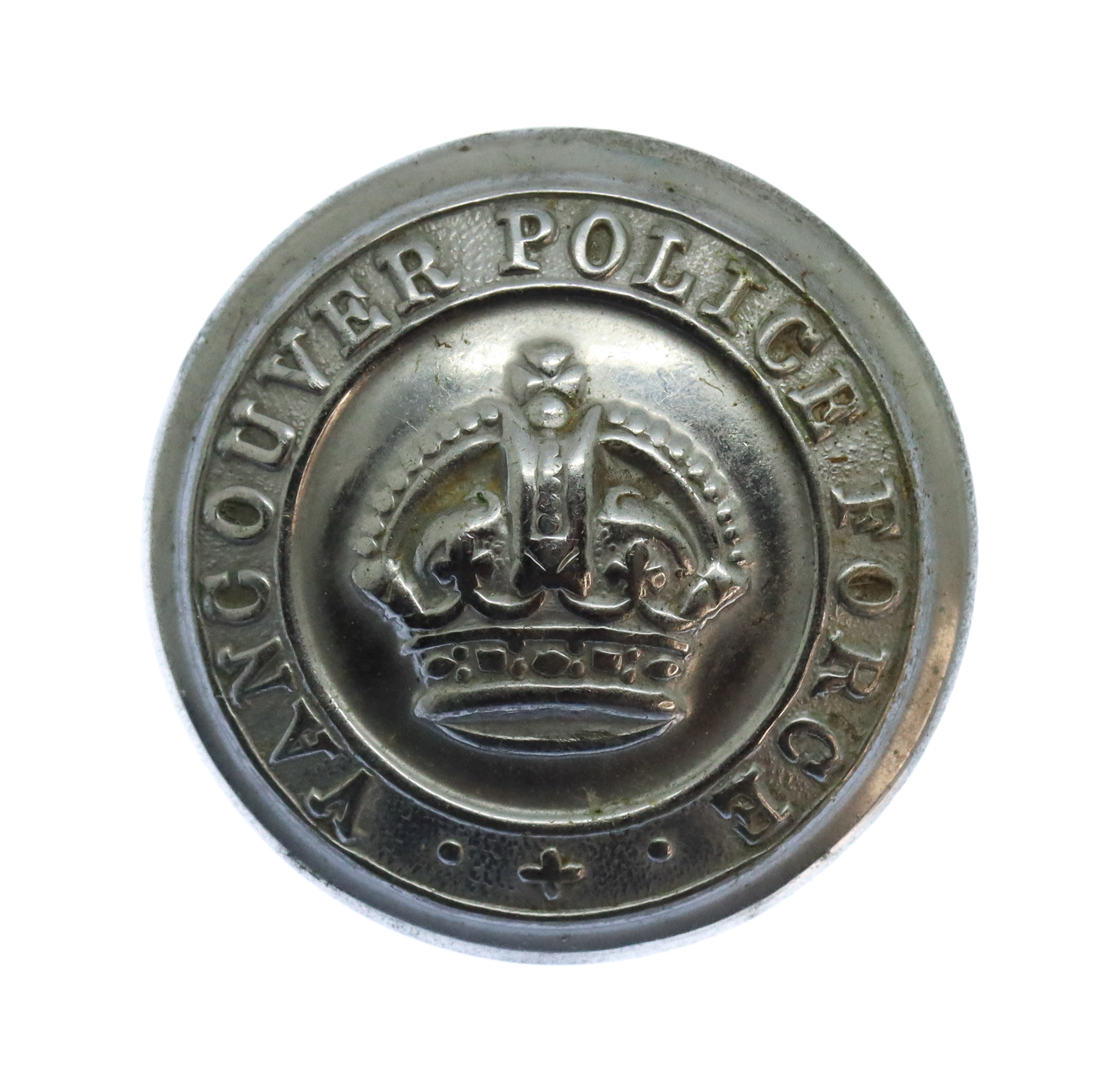 Canadian Vancouver Police Force Chrome Button - King's Crown (23mm)