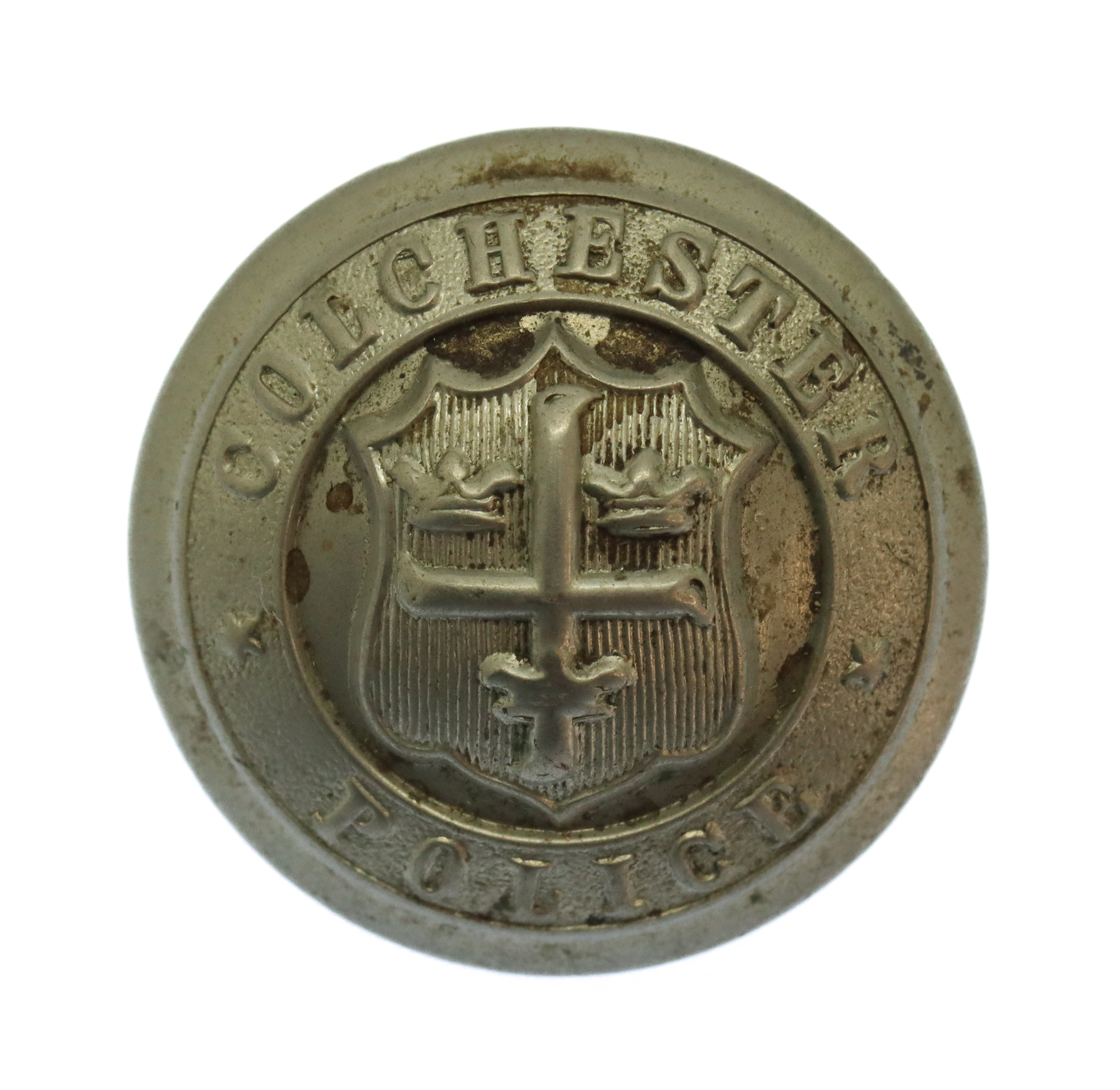 Colchester Borough Police White Metal Coat of Arms Button (25mm)