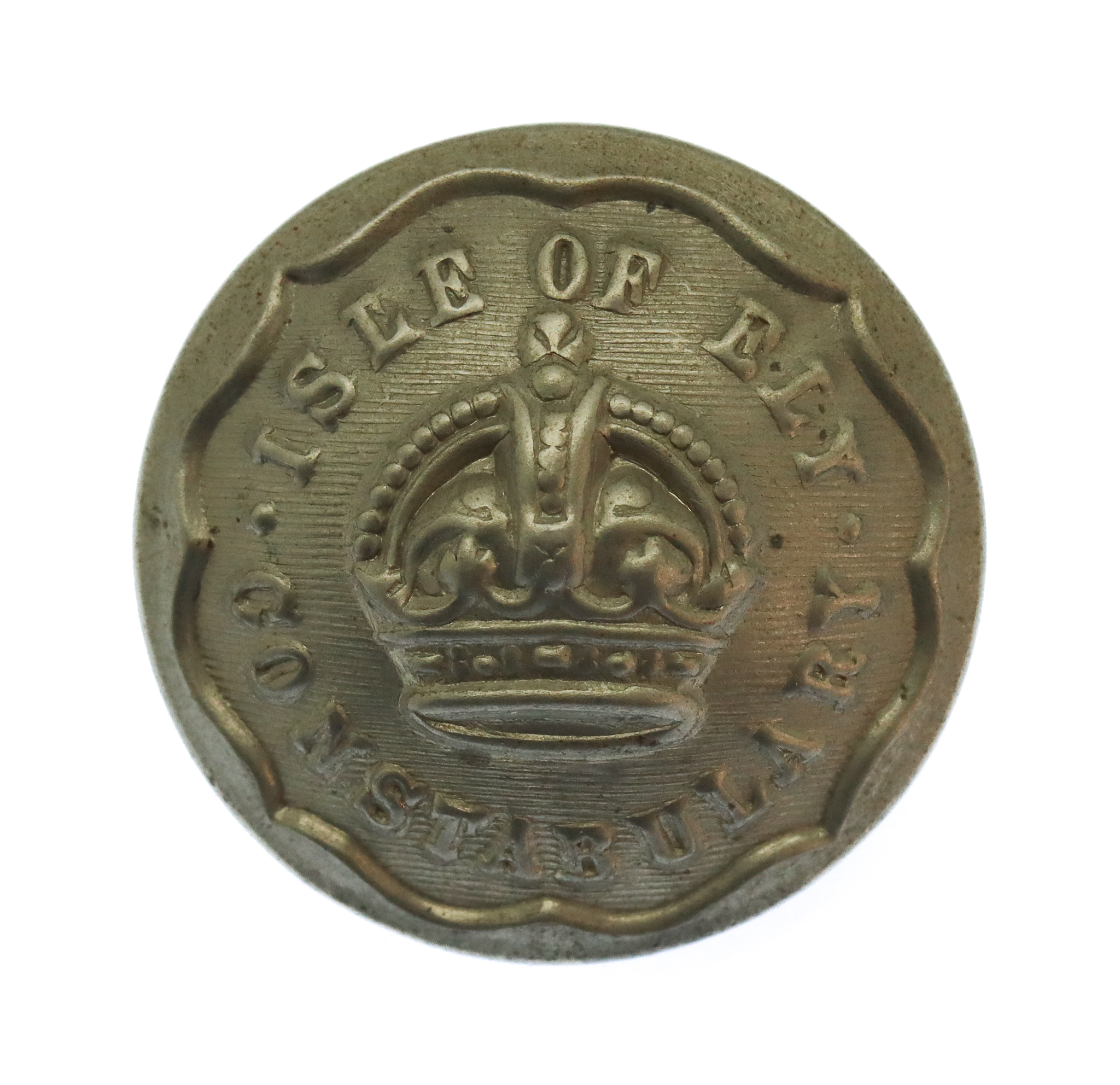 Isle of Ely Constabulary White Metal Button - King's Crown (25mm)