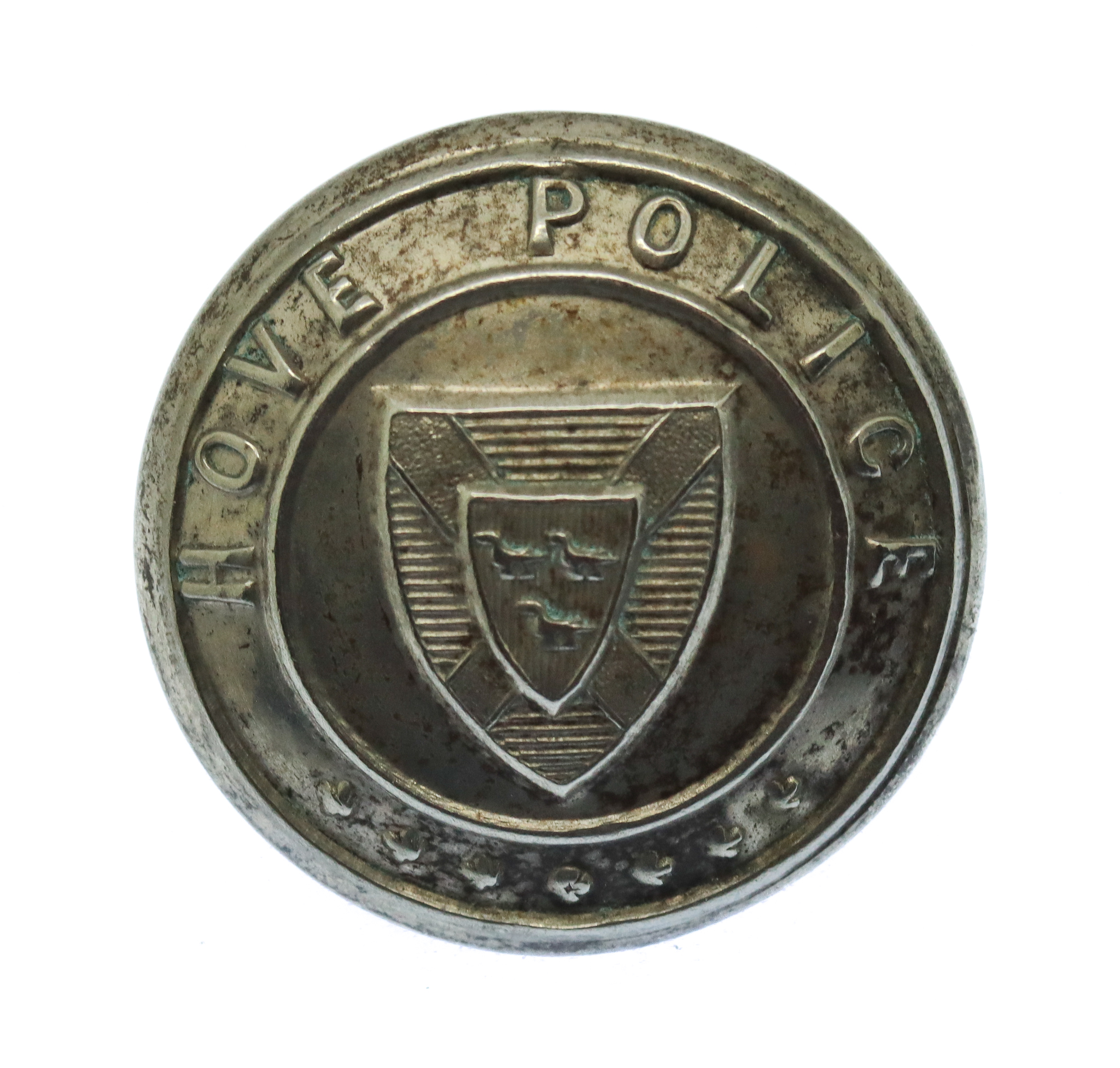 Hove Borough Police White Metal Coat of Arms Button (Pre1898 seal) (24mm)