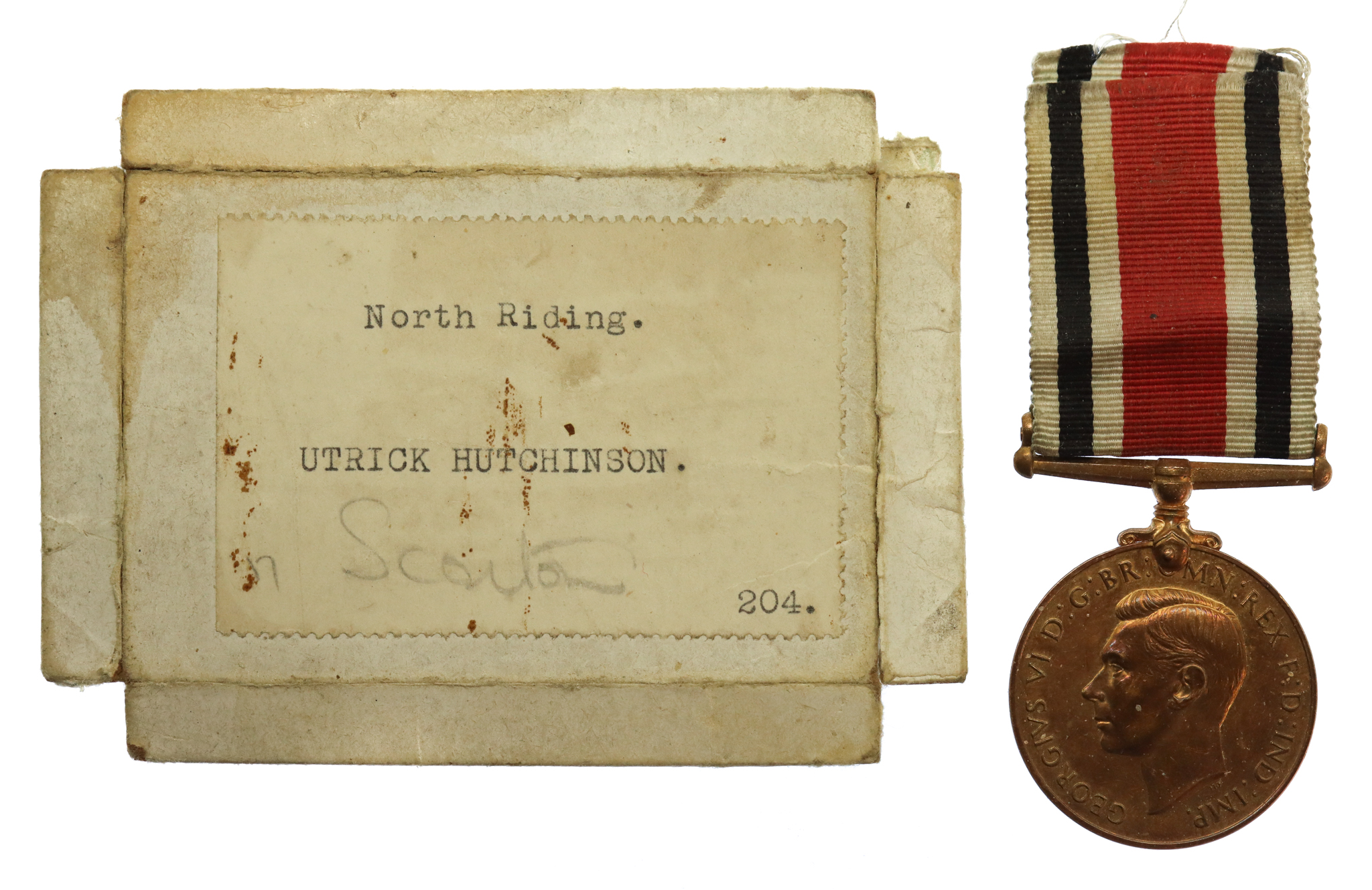 George VI Special Constabulary Long Service Medal with Box - Utrick Hutchinson, North Riding Special Constabulary