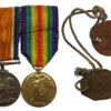 WW1 British War & Victory Medal Pair with Dog Tags - Pte. J. Robinson, West Riding Regiment (Later Royal Fusiliers)