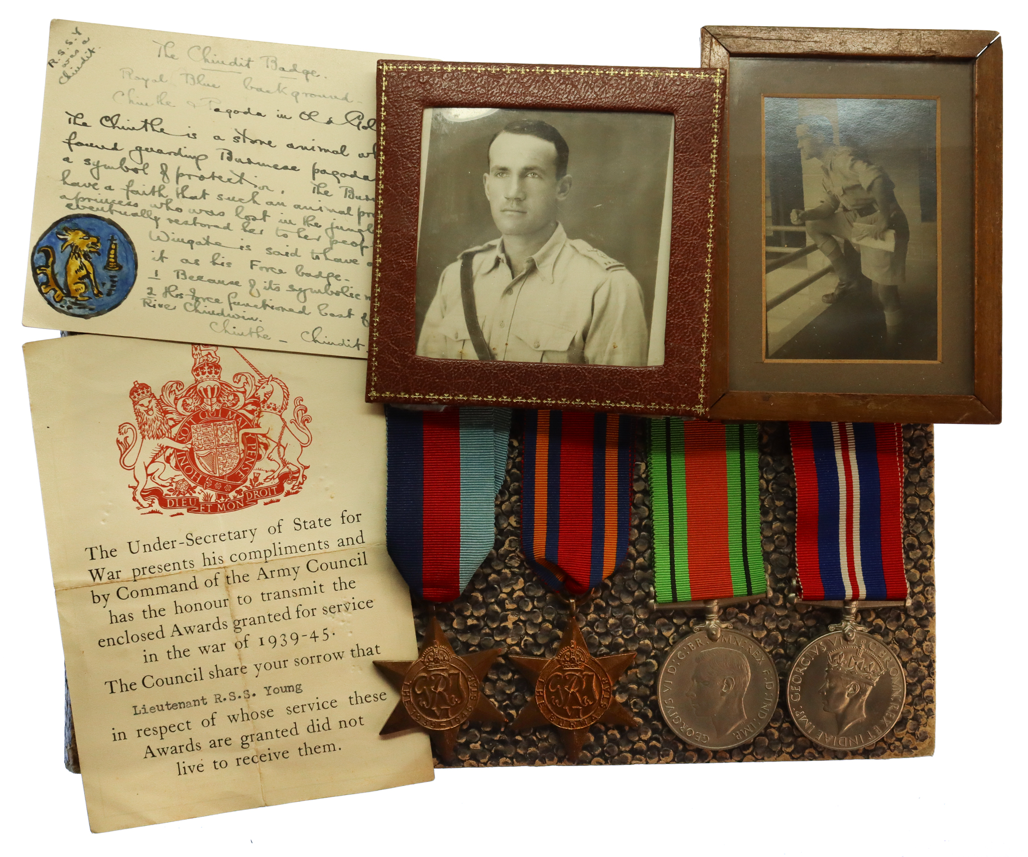 WW2 Burma Casualty Medal Group of Four - Lieut. R.S.S. Young, Special Force India Command, Royal Fusiliers, Attd. 3rd West African Infantry Brigade, R.W.A.F.F. 