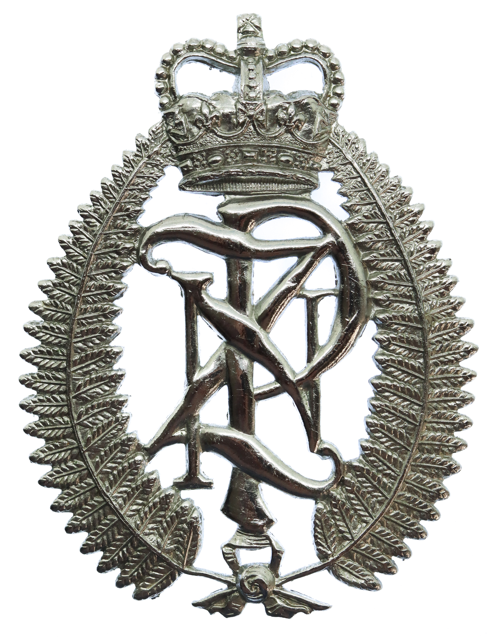 New Zealand Police Chrome Helmet Plate - Queen's Crown