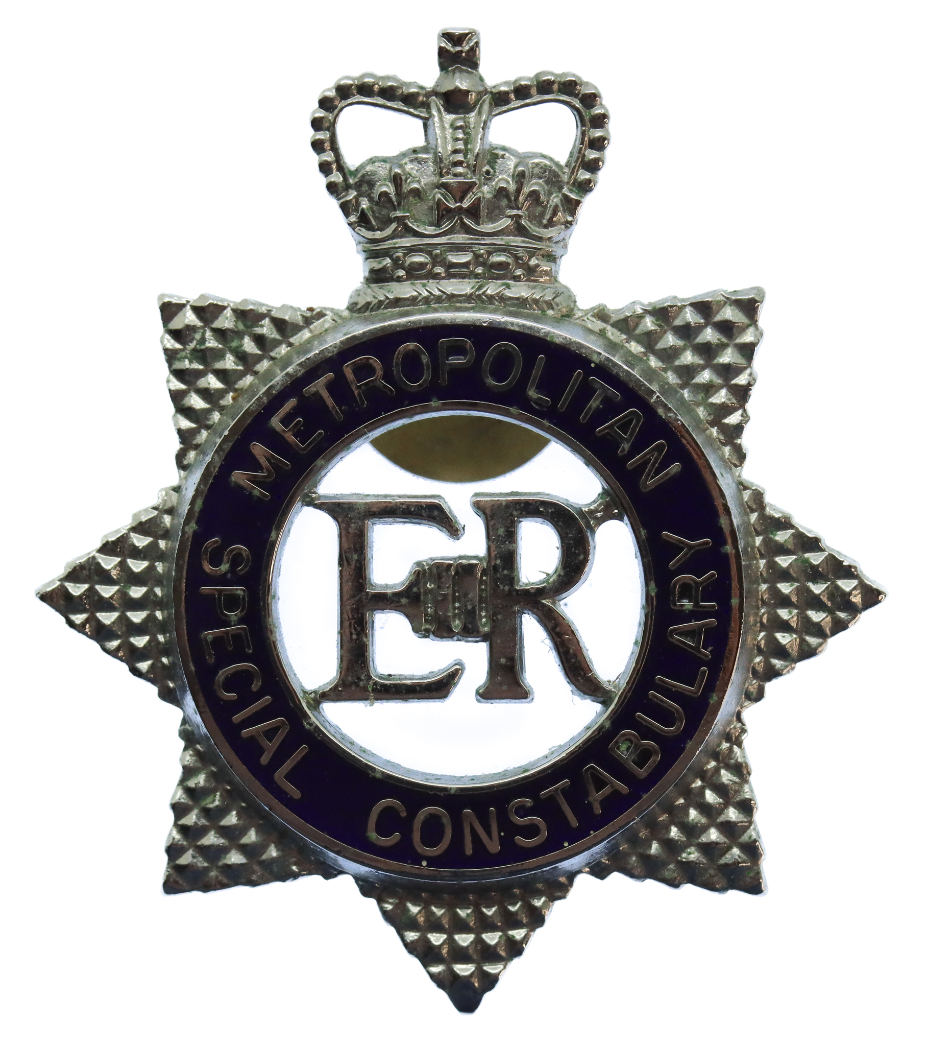 Metropolitan Special Constabulary Senior Officer's Enamelled Cap Badge - Queen's Crown