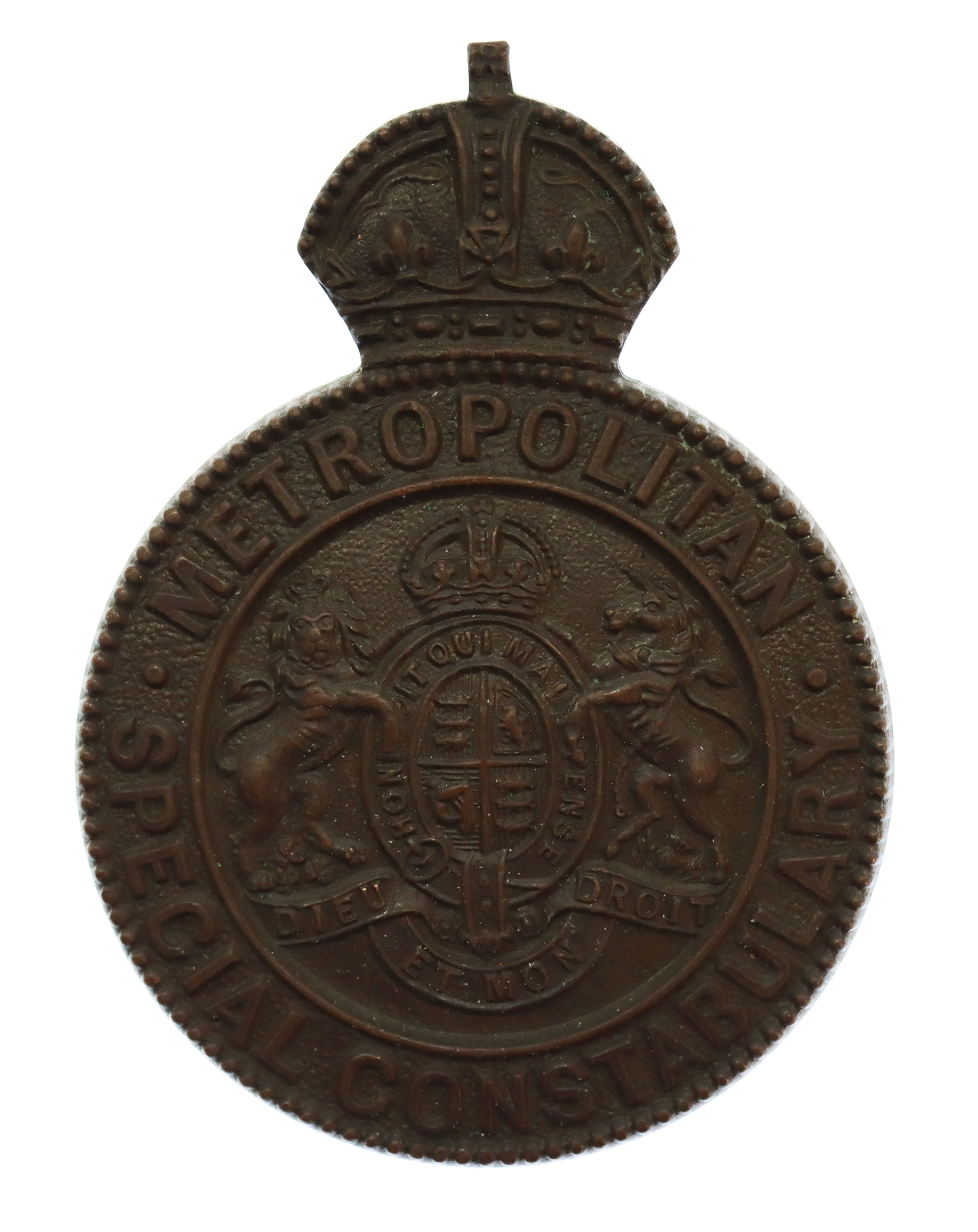 Metropolitan Police Special Constabulary Bronze Lapel Badge - King's Crown
