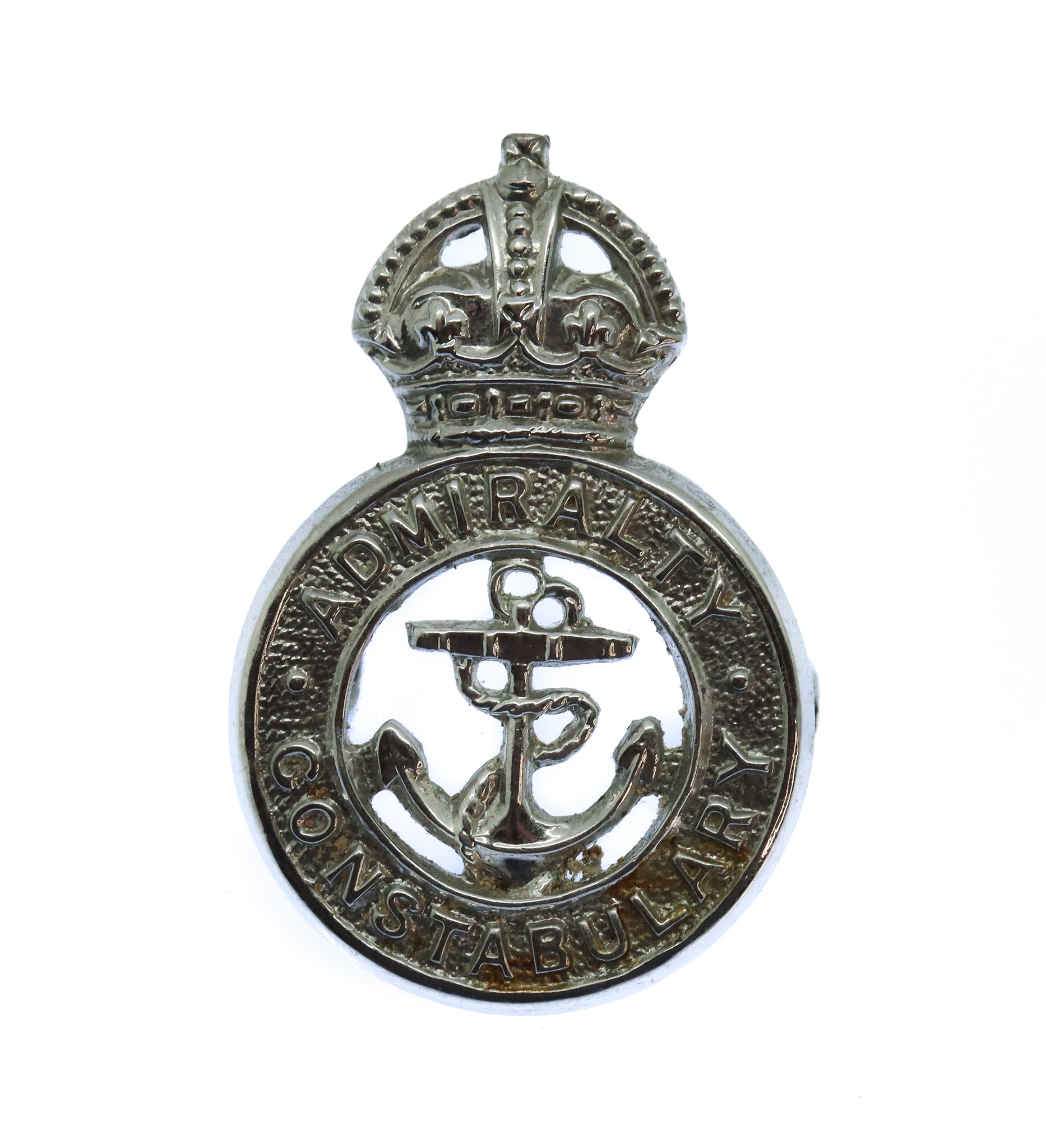 Admiralty Constabulary Chrome Collar Badge - King's Crown