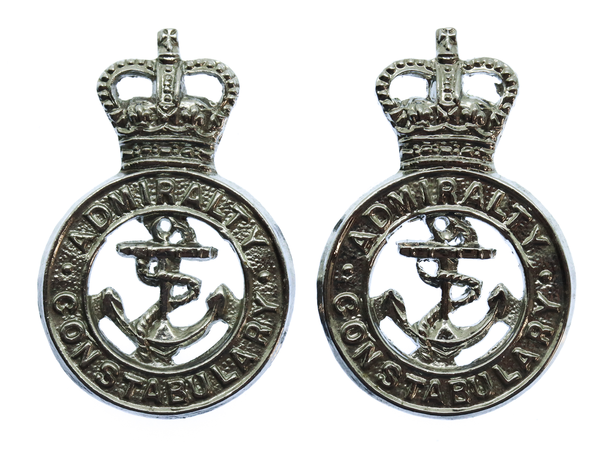 Pair of Admiralty Constabulary Collar Badges - Queen's Crown