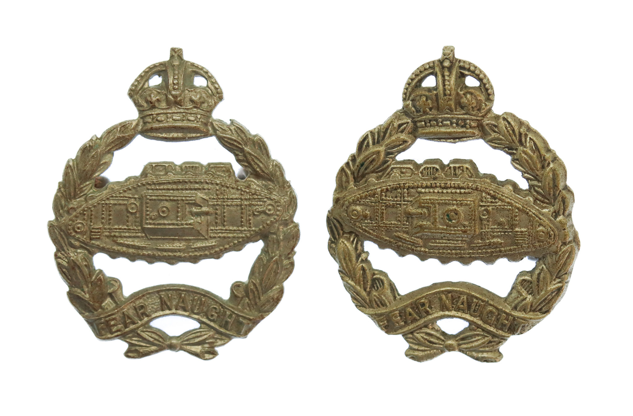 Pair of Royal Tank Regiment Collar Badges - King's Crown