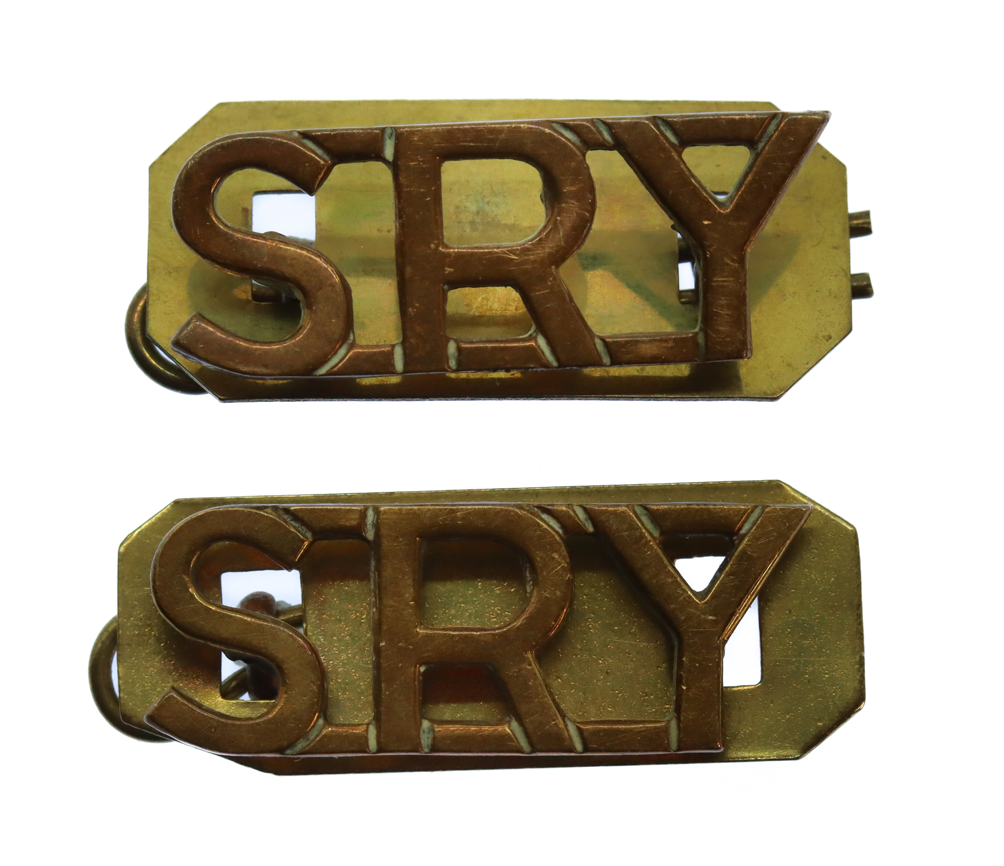 Pair of Sherwood Rangers Yeomanry (SRY) Shoulder Titles