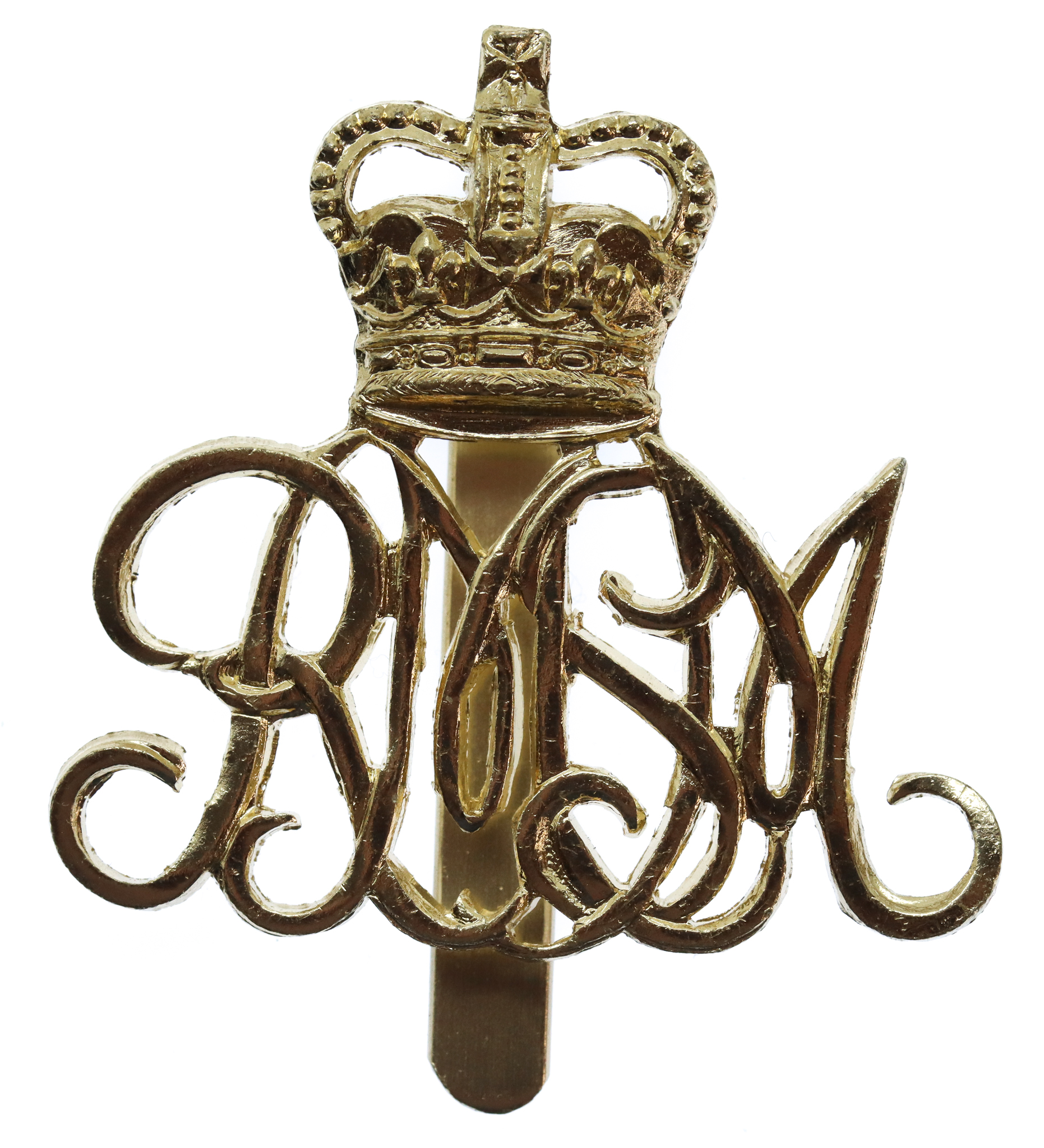 Royal Military School of Music Anodised (Staybrite) Cap Badge - Queen's Crown