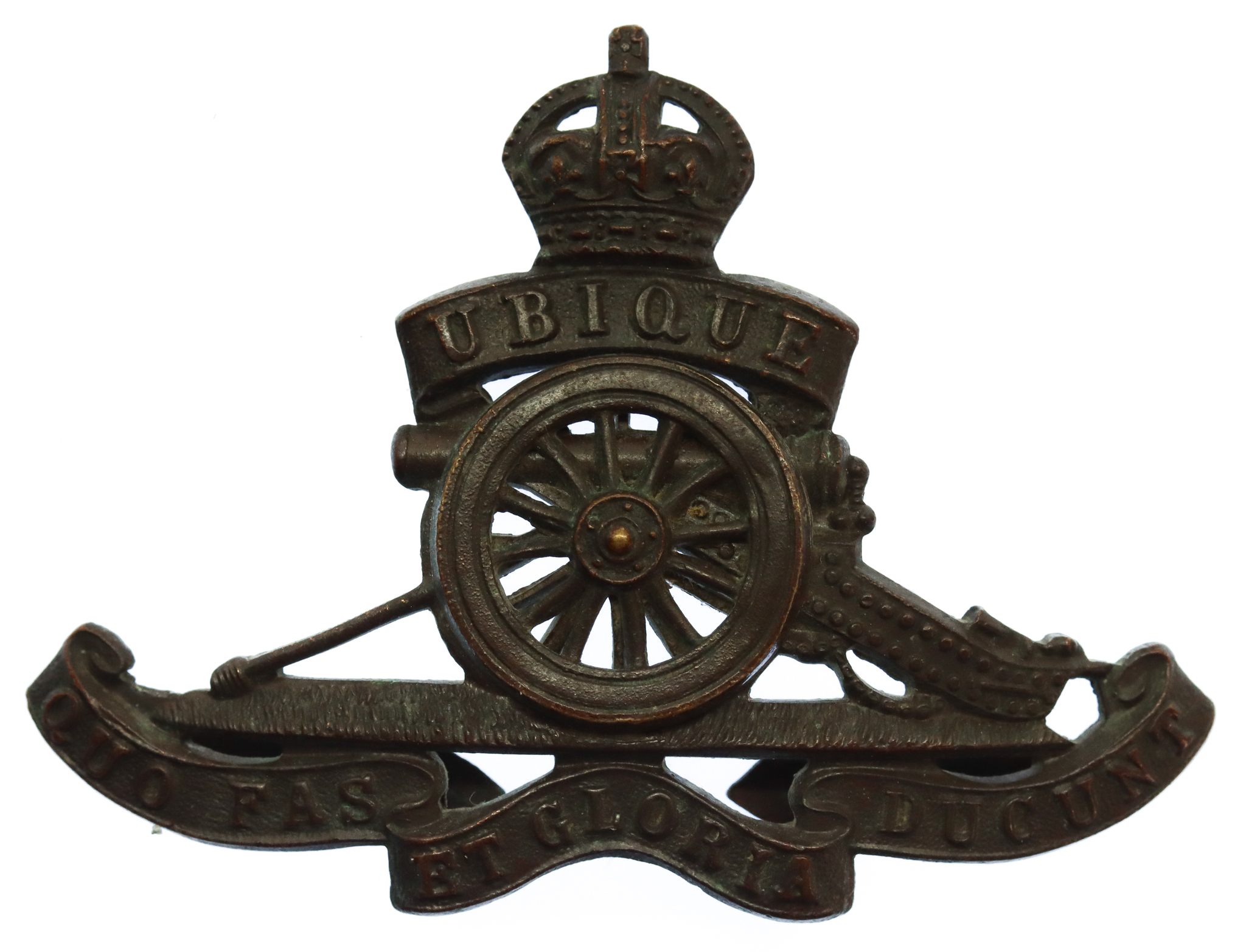 Royal Artillery Officer's Service Dress Cap Badge - King's Crown