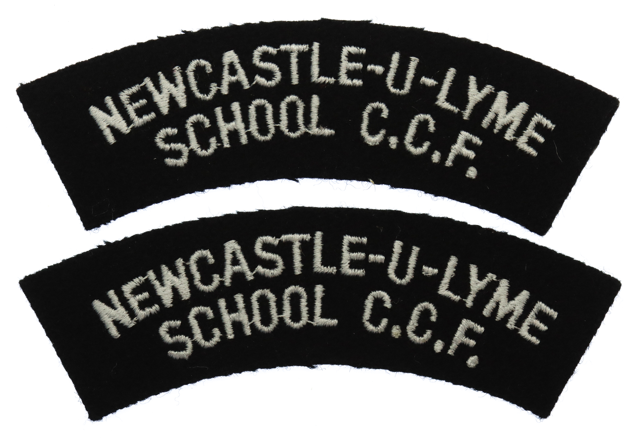 Pair of Newcastle-U-Lyme School C.C.F. Cloth Shoulder Titles