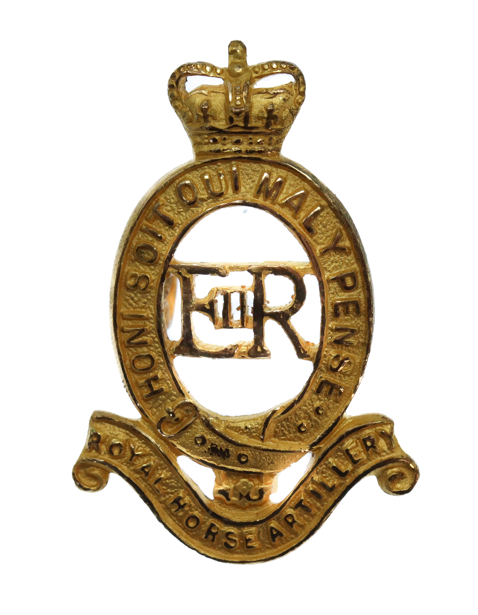 Royal Horse Artillery (R.H.A.) Officer's Gilt Cap Badge - Queen's Crown