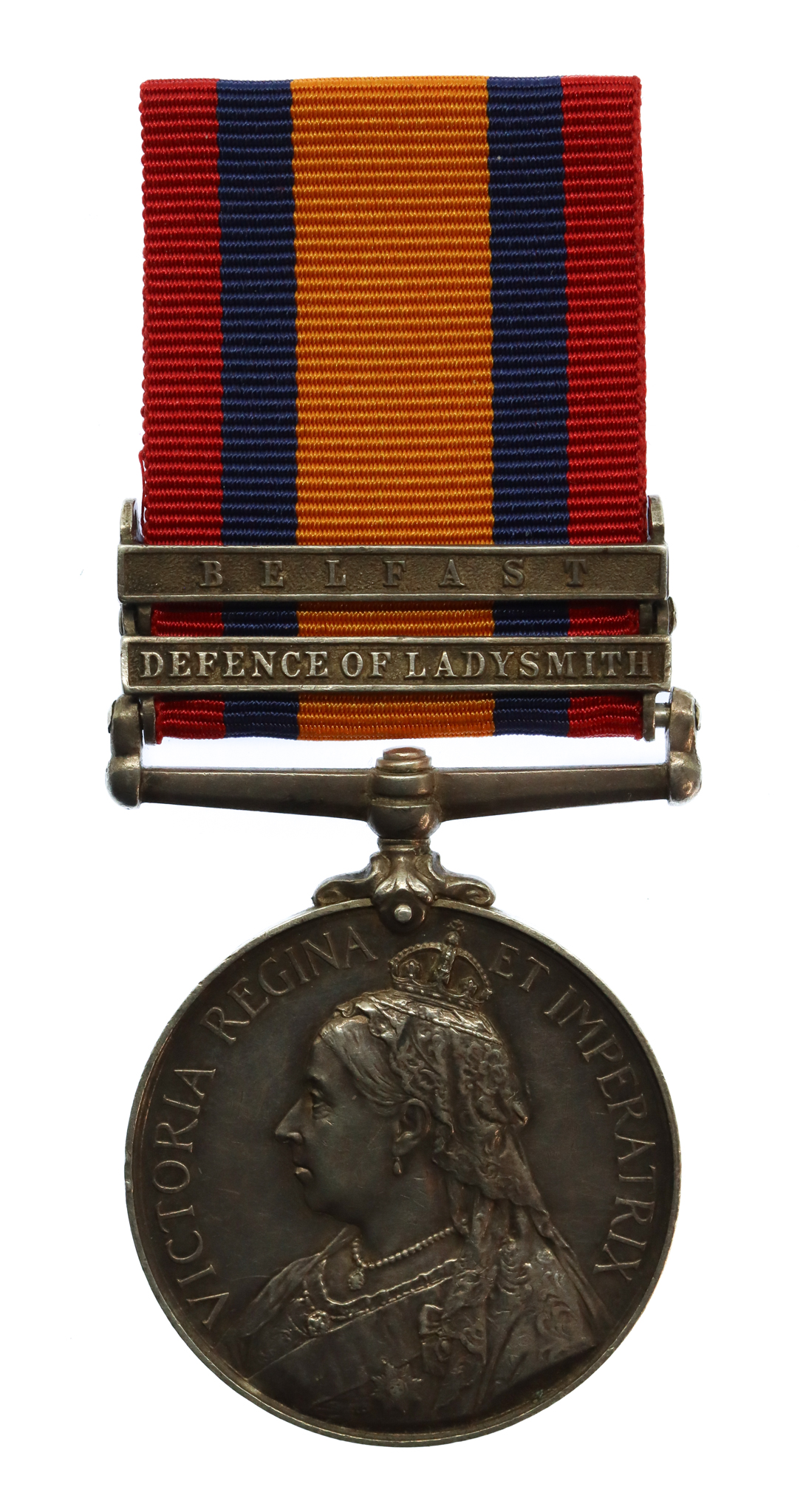 Queen's South Africa Medal (Clasps - Defence of Ladysmith, Belfast) - Pte. R. Ray, Manchester Regiment