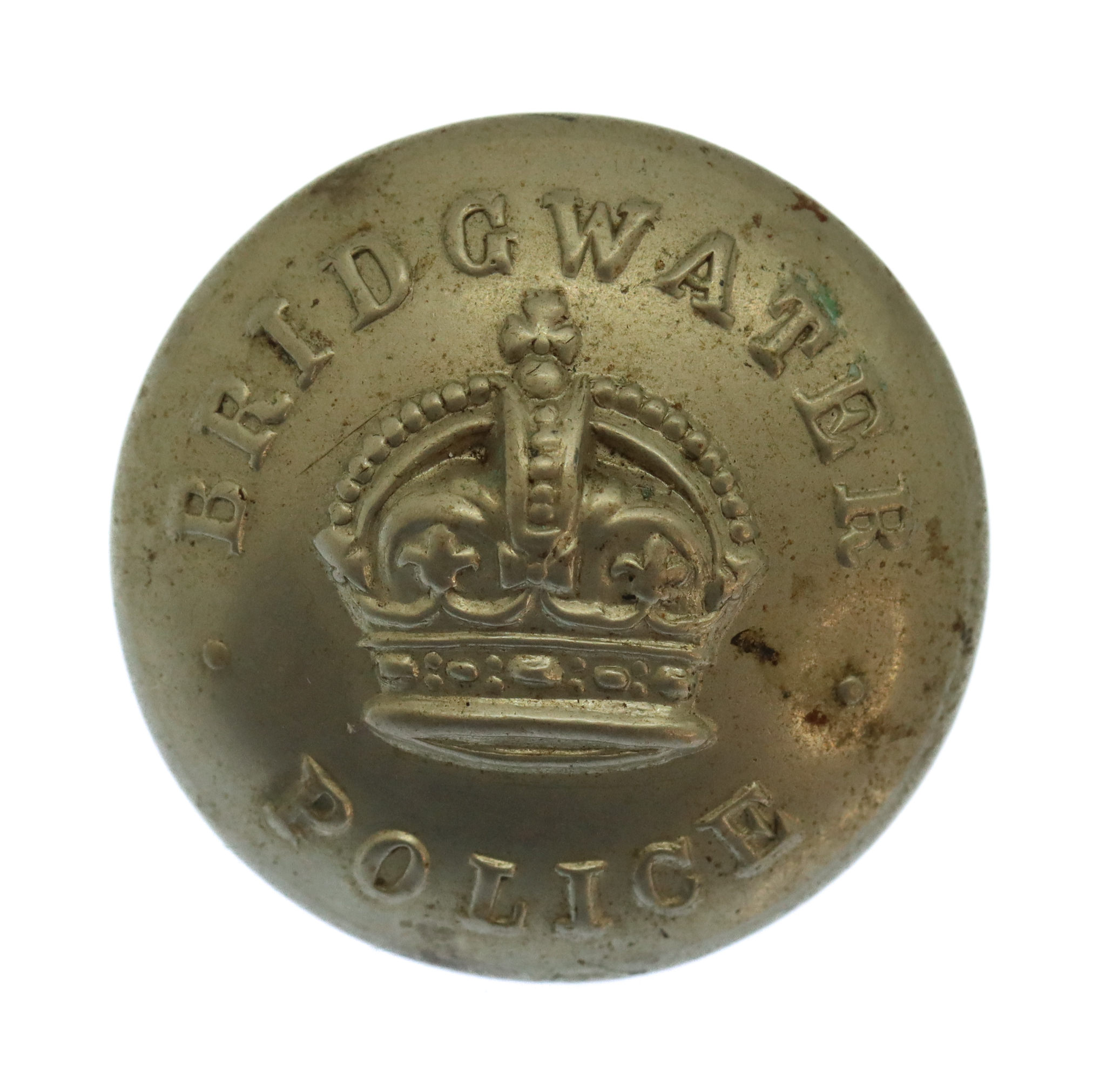 Bridgwater Borough Police White Metal Button - King's Crown (25mm)