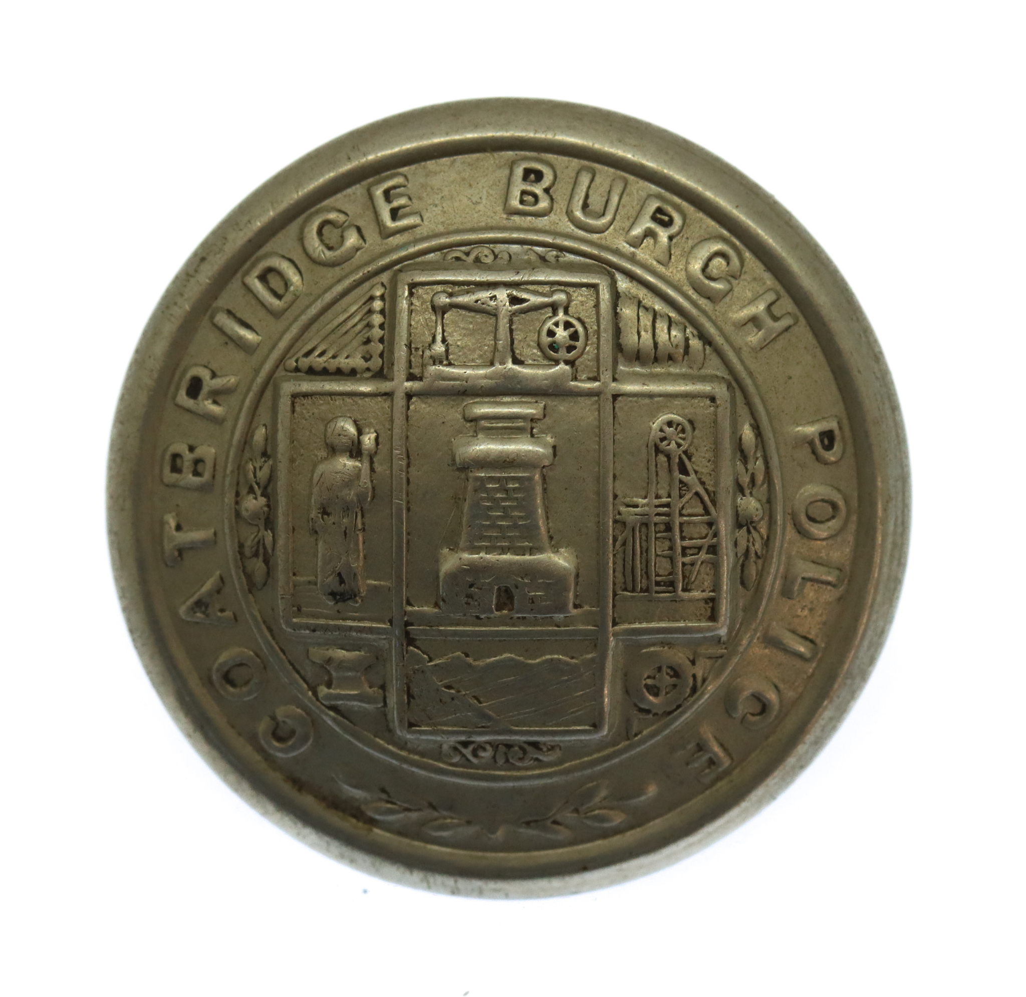 Coatbridge Burgh Police White Metal Coat of Arms Button (25mm)