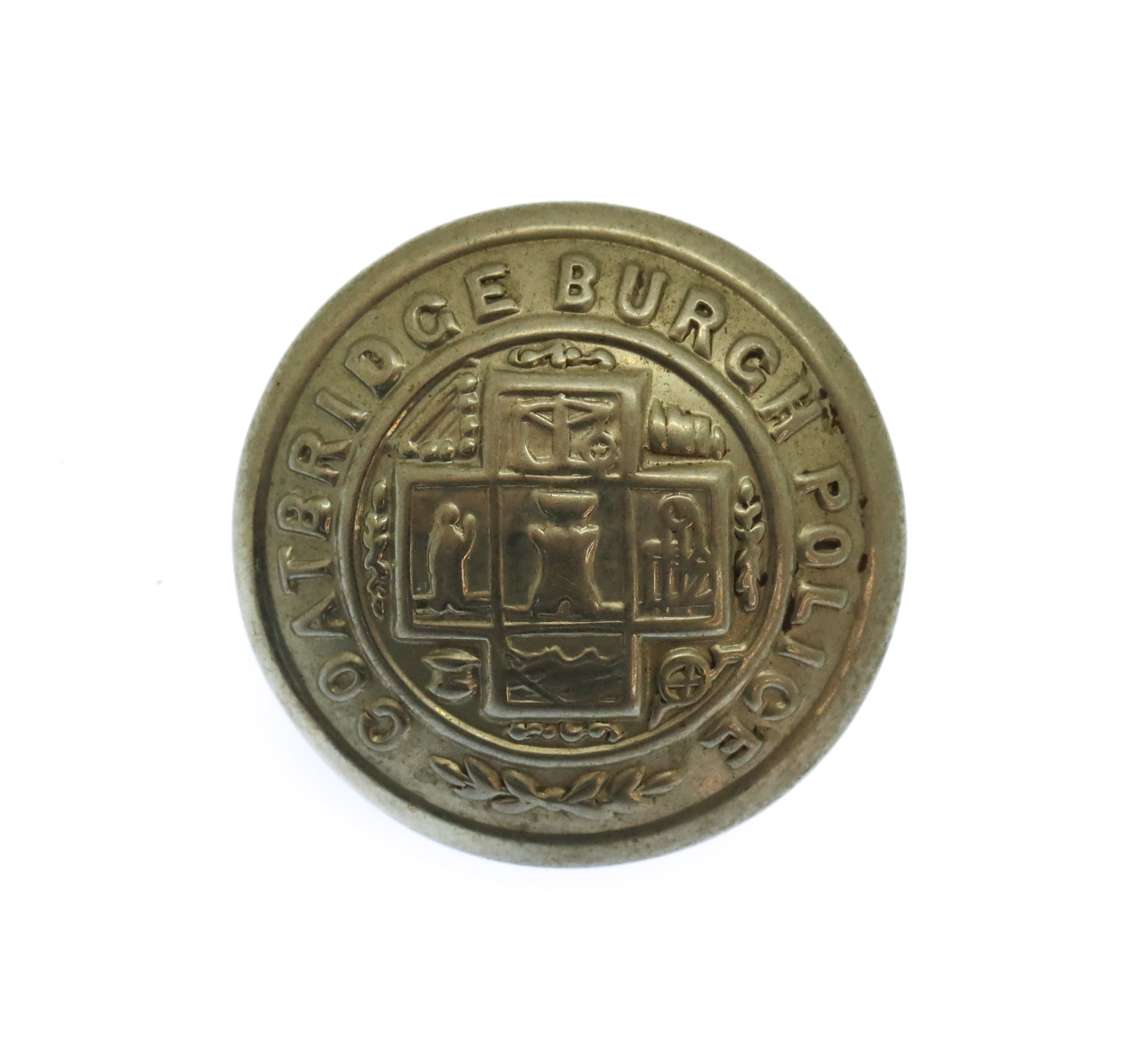 Coatbridge Burgh Police White Metal Coat of Arms Button (20mm)