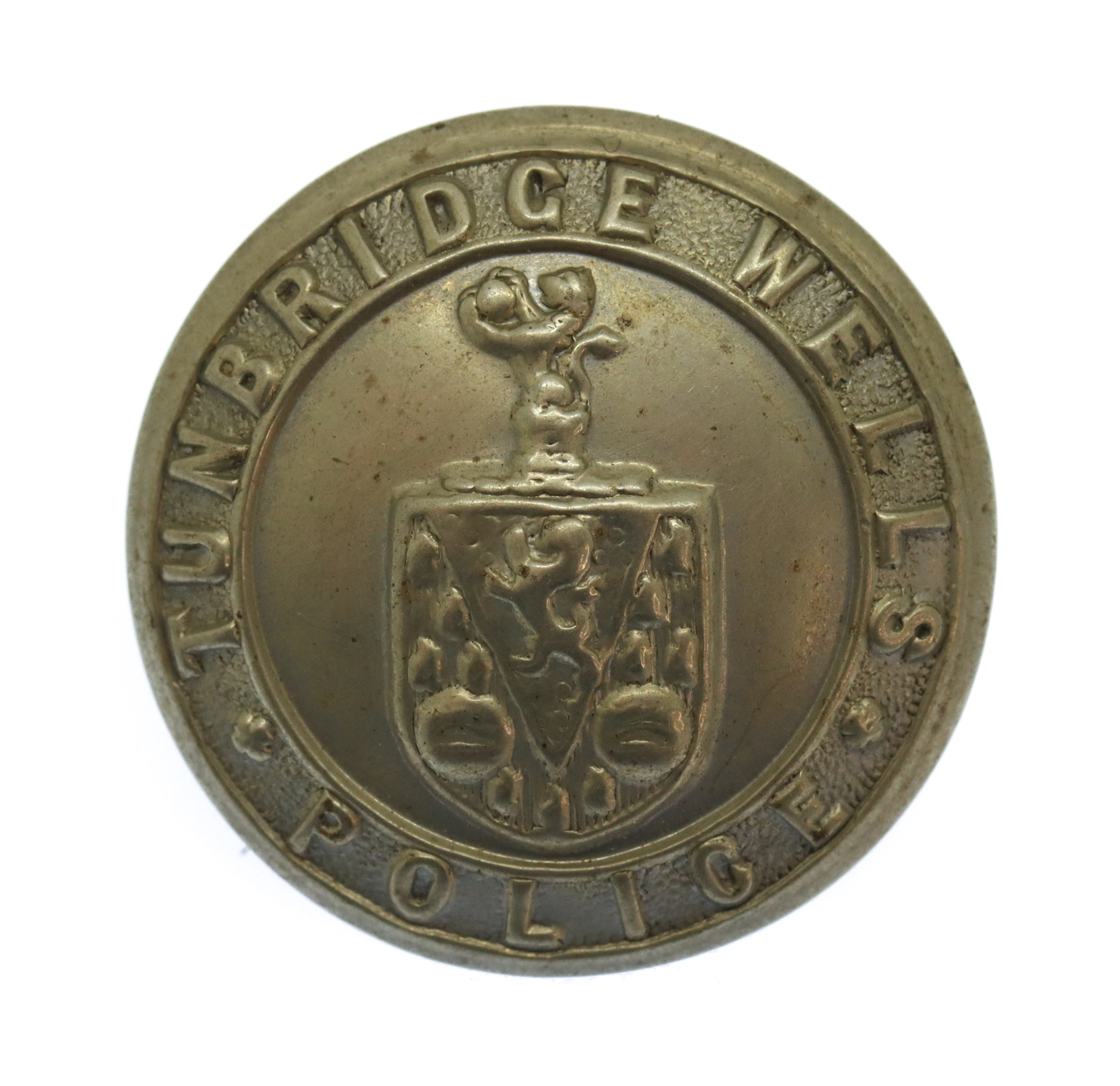 Tunbridge Wells Borough Police White Metal Coat of Arms Button (25mm)