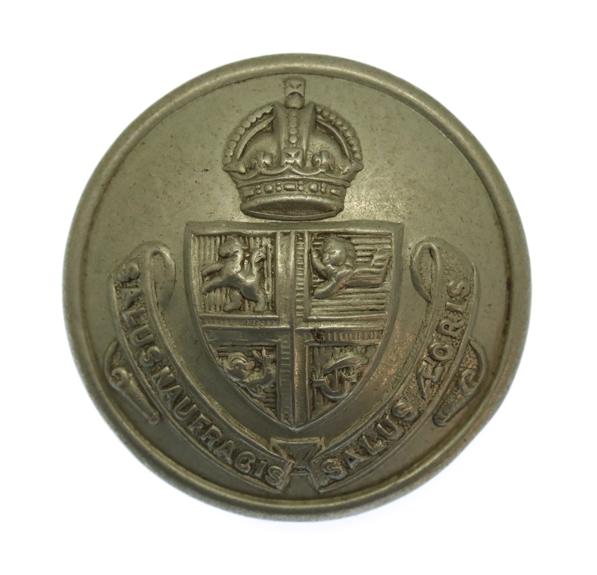 Ramsgate Borough Police Coat of Arms White Metal Button - King's Crown (26mm)