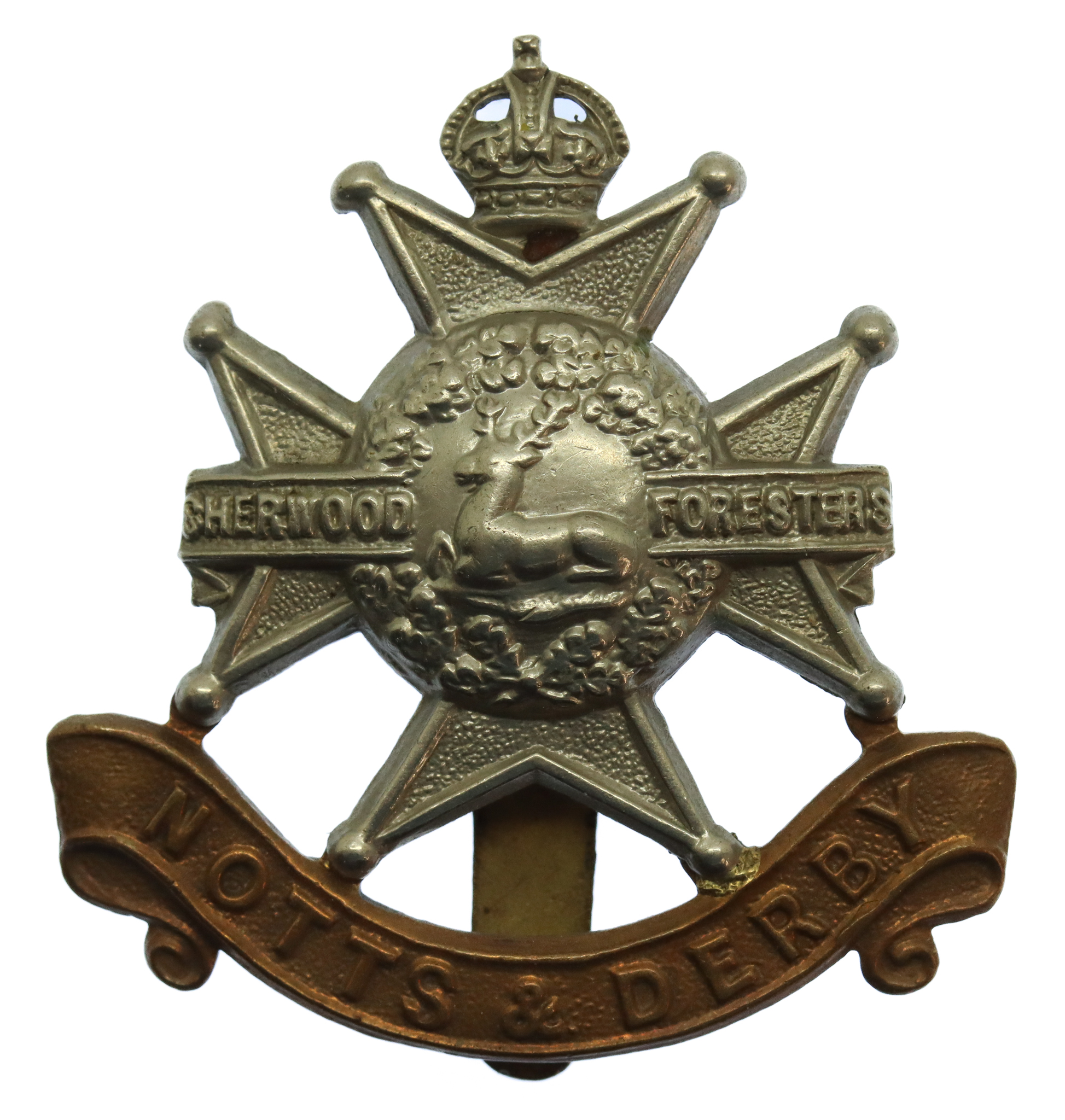 Notts & Derby Regiment (Sherwood Foresters) Cap Badge - King's Crown