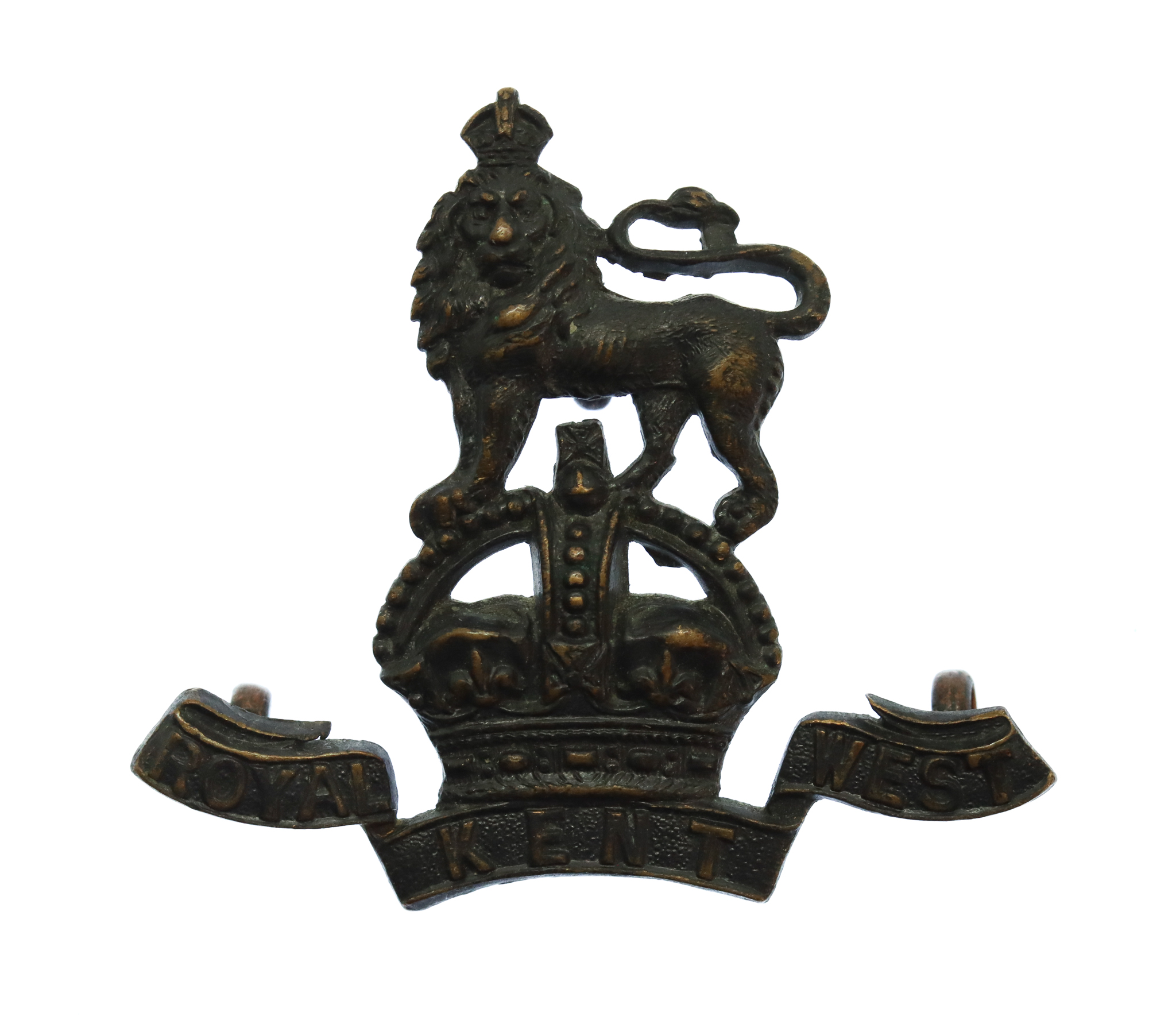 Royal West Kent Regiment Officer's Service Dress Collar Badge - King's Crown