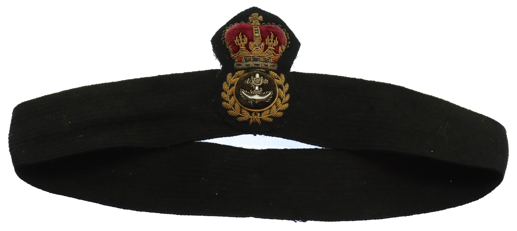 Royal Navy Chief Petty Officer's Bullion Cap Badge & Band - Queen's Crown