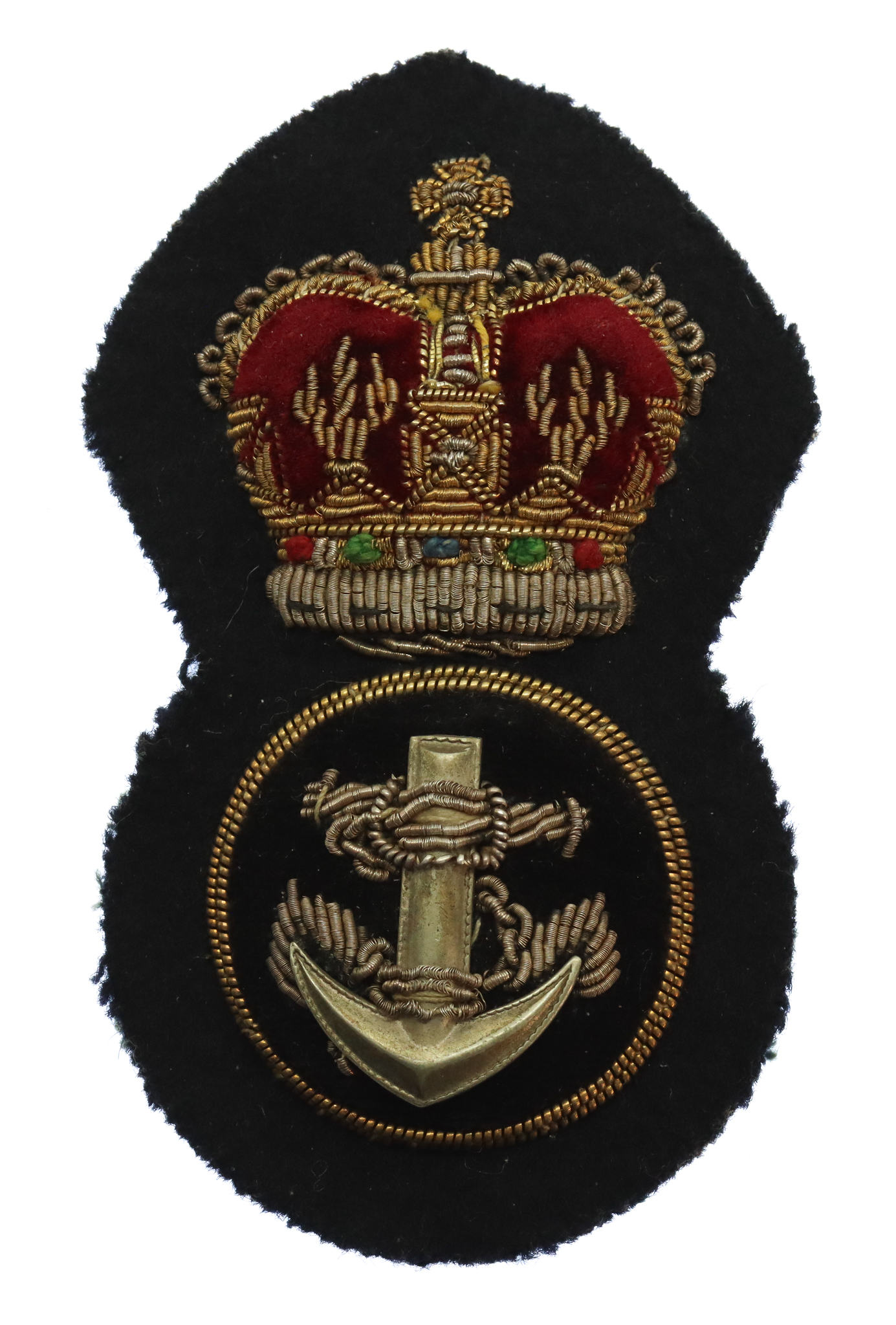 Royal Navy Petty Officer's Bullion Cap Badge - Queen's Crown