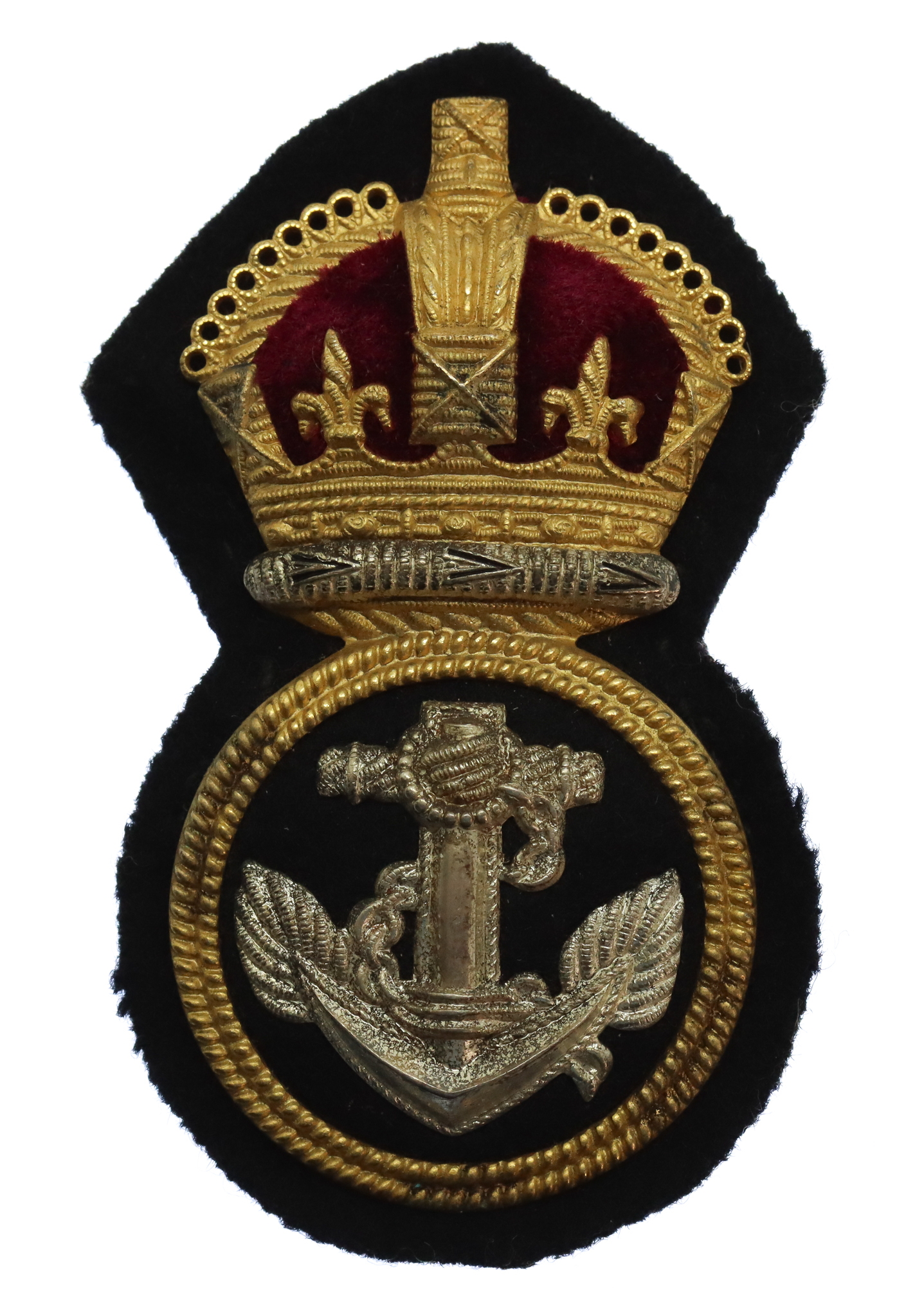 Royal Navy Petty Officer's Gilt Metal Economy Cap Badge - King's Crown