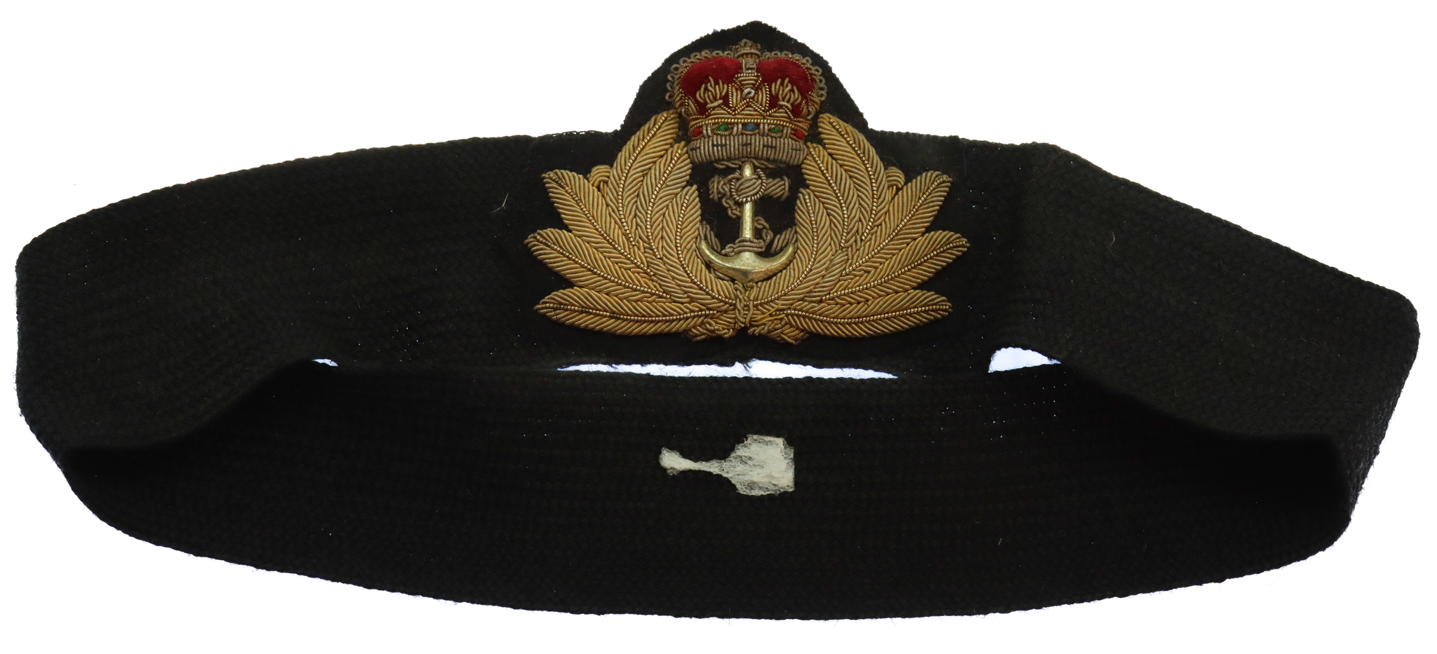 Royal Navy Officer's Bullion Cap Badge & Band - Queen's Crown