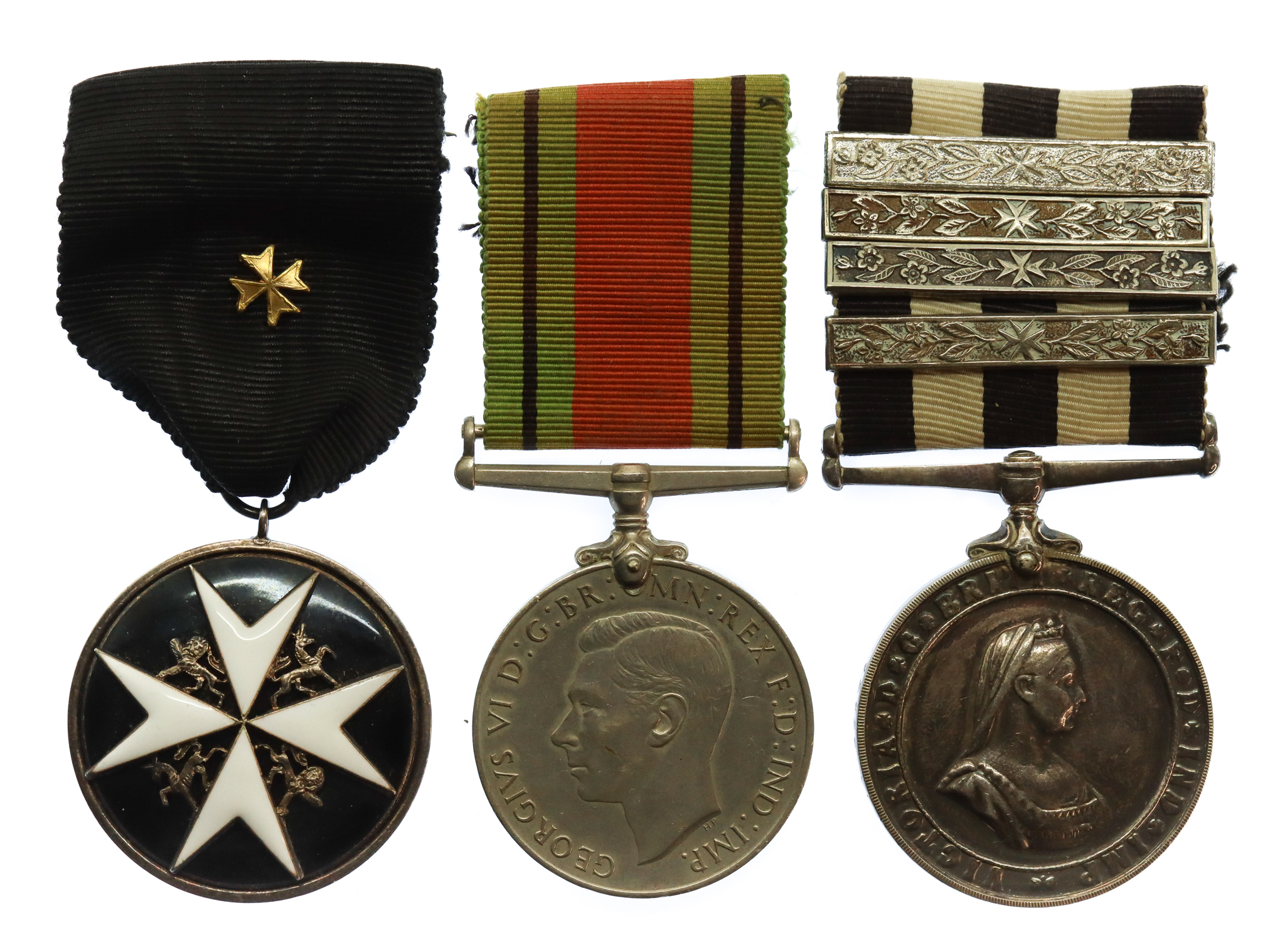 Order of St. John, WW2 Defence Medal and Service Medal of the Order of St. John Group of Three - Sgt. G.A. Tucker, No.5 Dist. St. John Ambulance Brigade