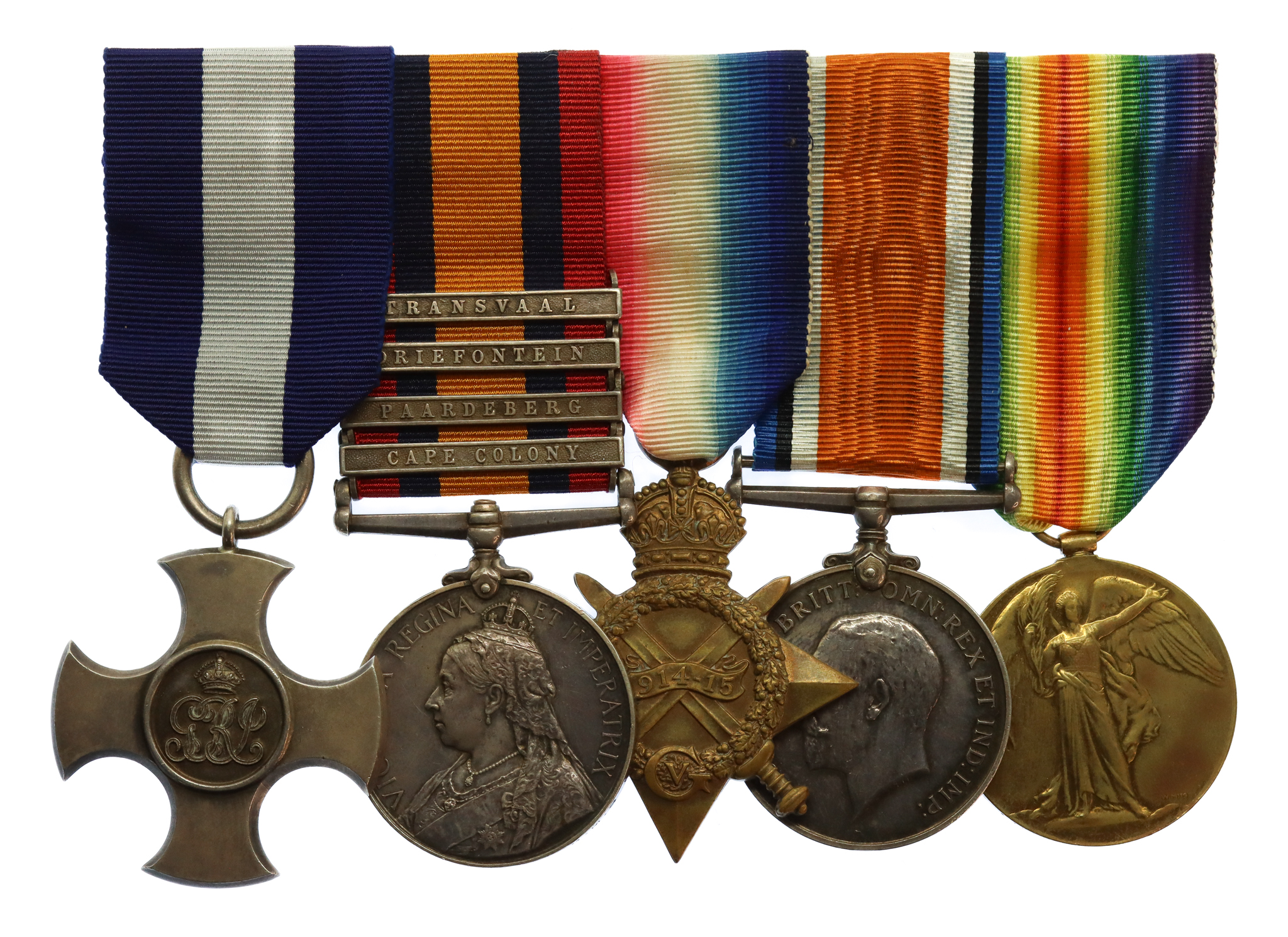 Distinguished Service Cross, QSA (4 Clasps), 1914-15 Star, British War & Victory Medal Group of Five - Lieut. Commander Richard F. Hall, Royal Navy