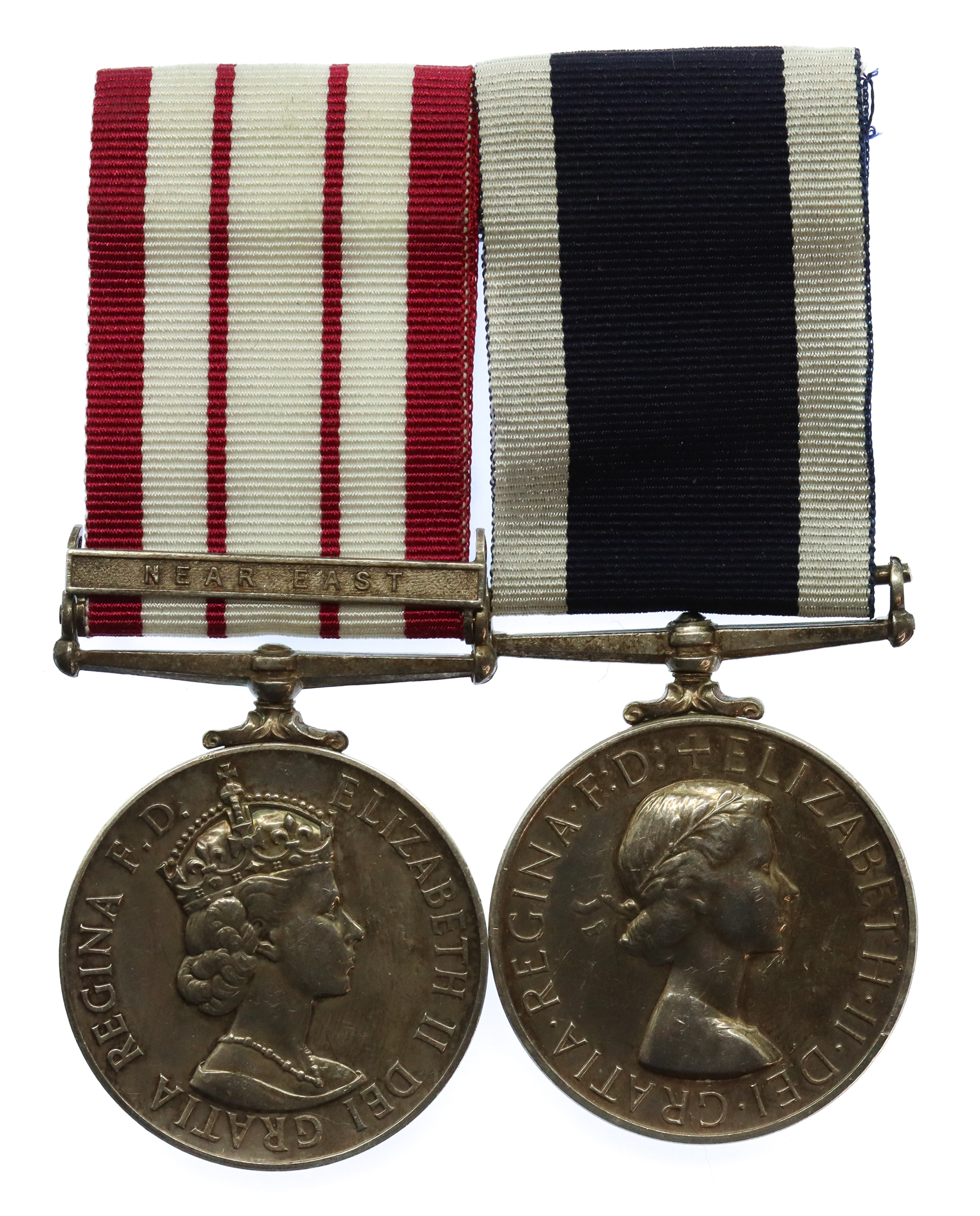 Naval General Service Medal (Clasp - Near East) and RN Long Service & Good Conduct Medal Pair - R.W. Smith, O.E.A.(O).I., Royal Navy, HMS Plymouth