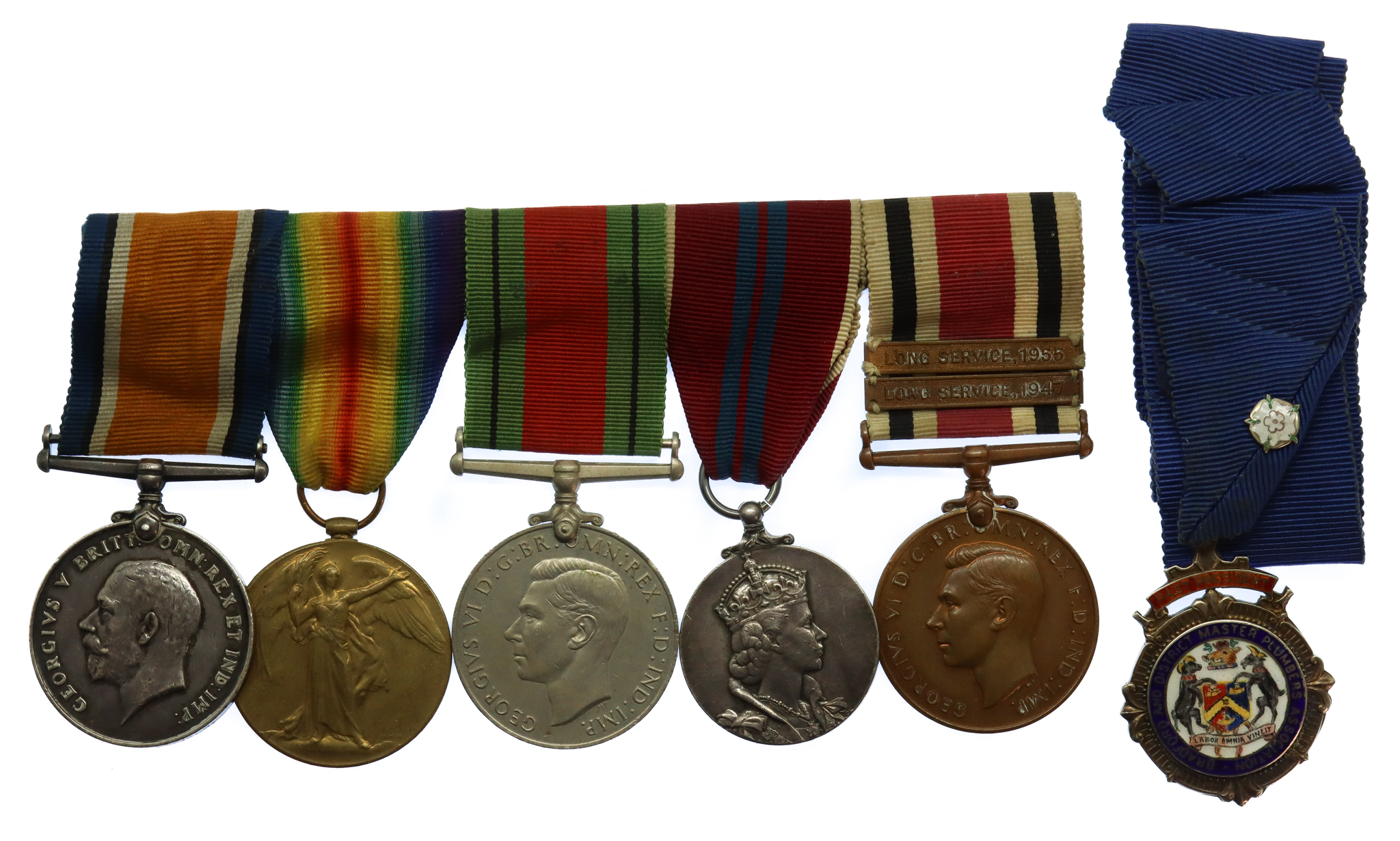 WW1 British War Medal, Victory Medal, WW2 Defence Medal, 1953 Coronation Medal and Special Constabulary Long Service Medal Group of Five - 2. Lieut. T. Whitfield, West Yorkshire Regiment & West Riding Special Constabulary