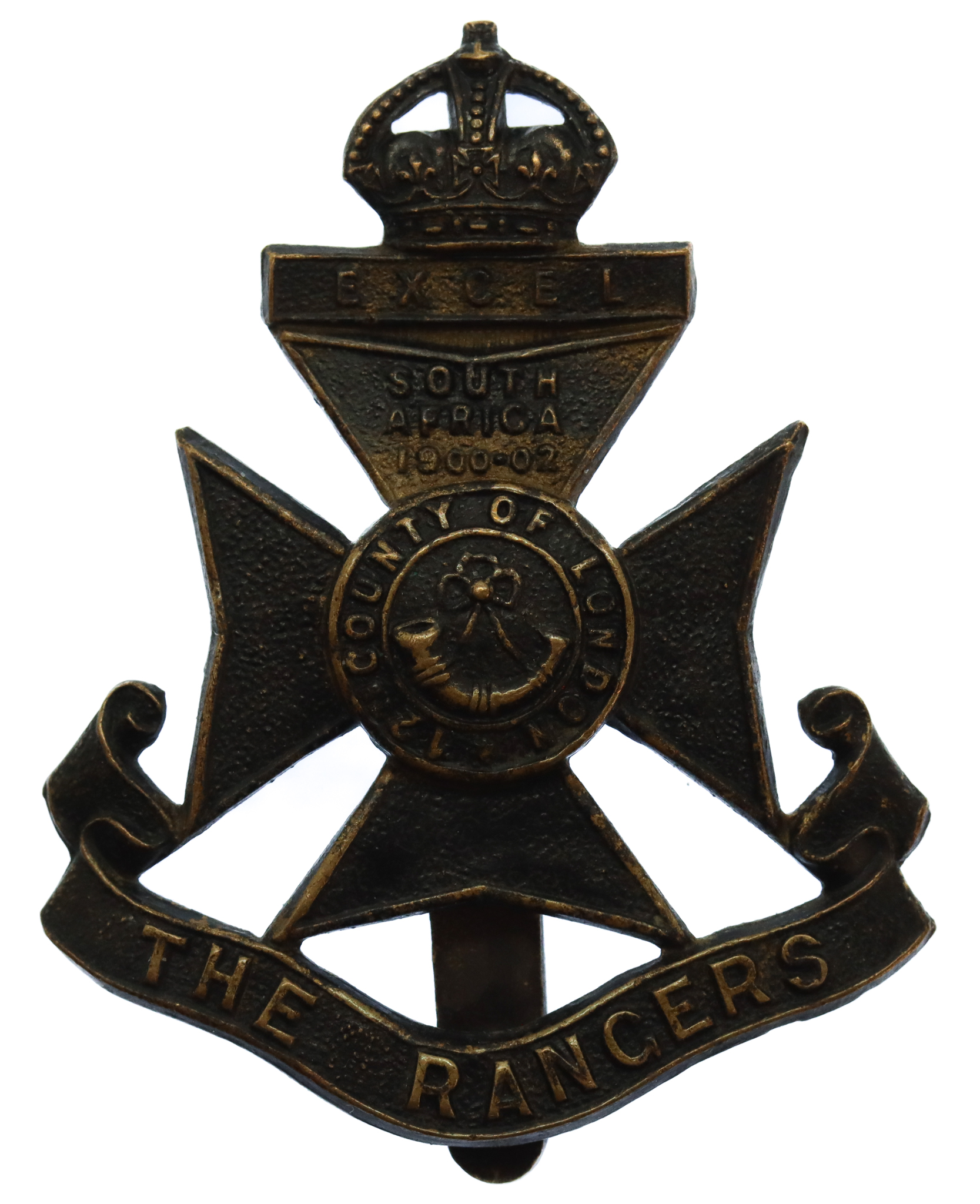 12th County of London Bn. (The Rangers) London Regiment Cap Badge - King's Crown