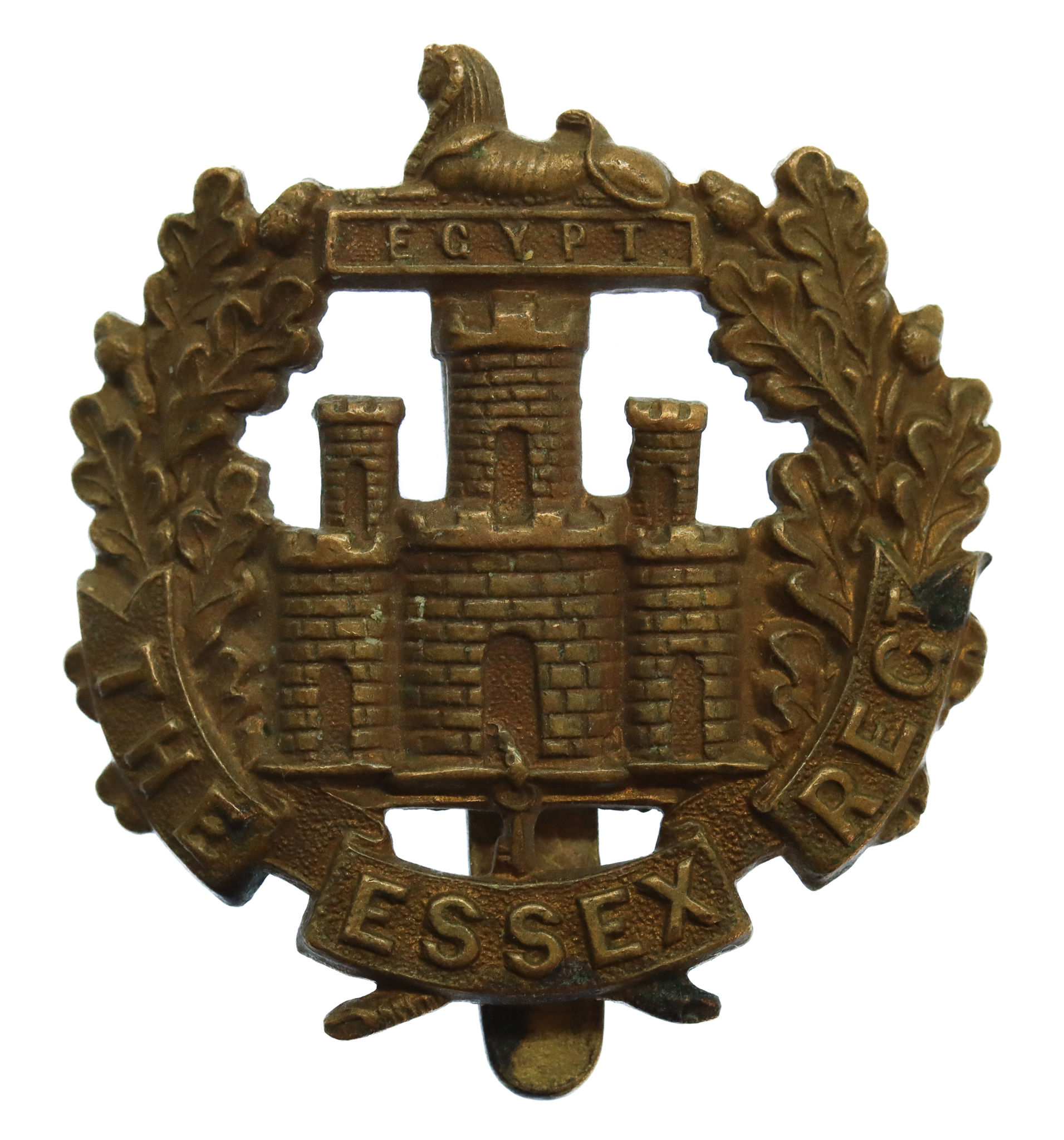 Essex Regiment WW1 All Brass Economy Cap Badge