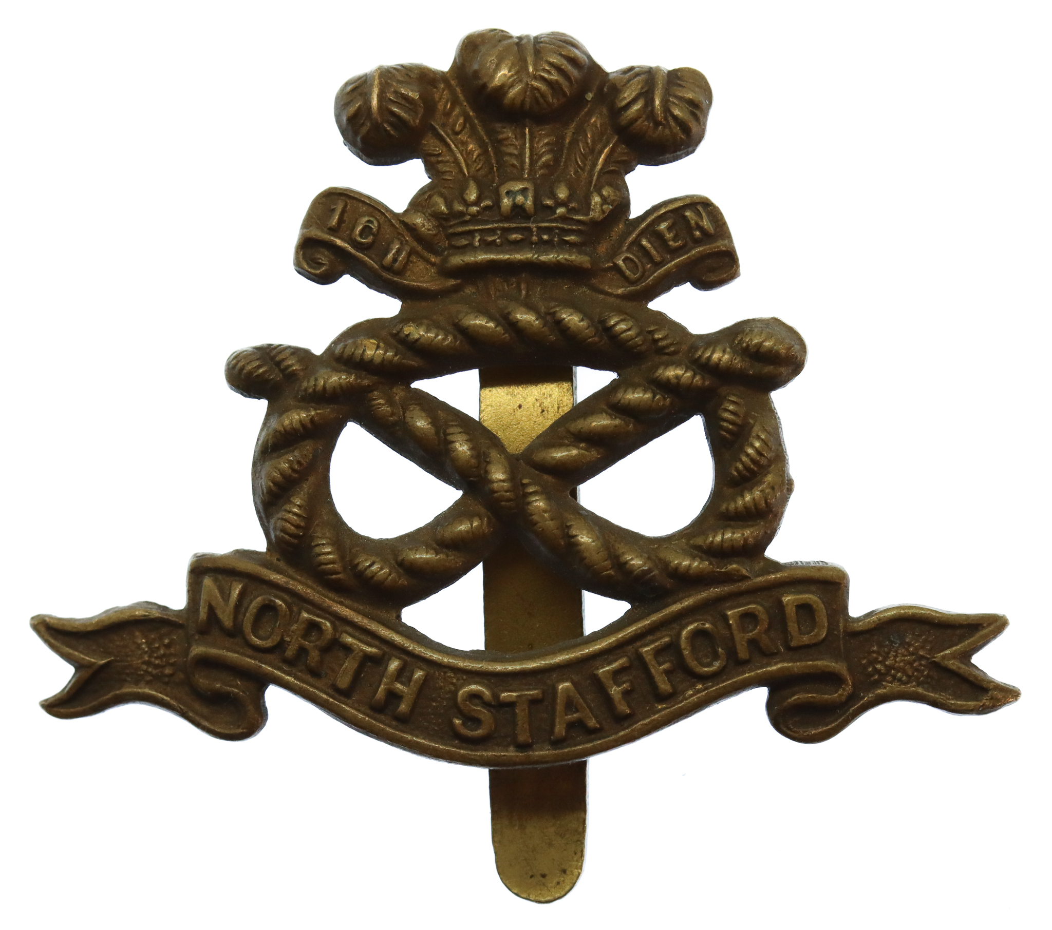 North Staffordshire Regiment WW1 All Brass Economy Cap Badge